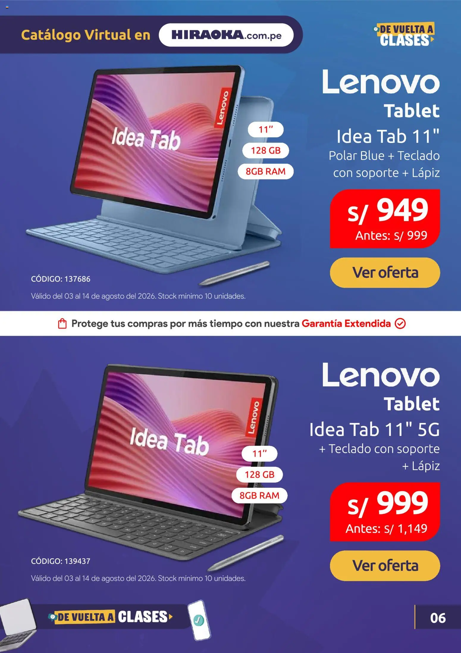 Catálogo Hiraoka válido desde 03/08/2026 | Página: 7 | Productos: Tablet, Teclado