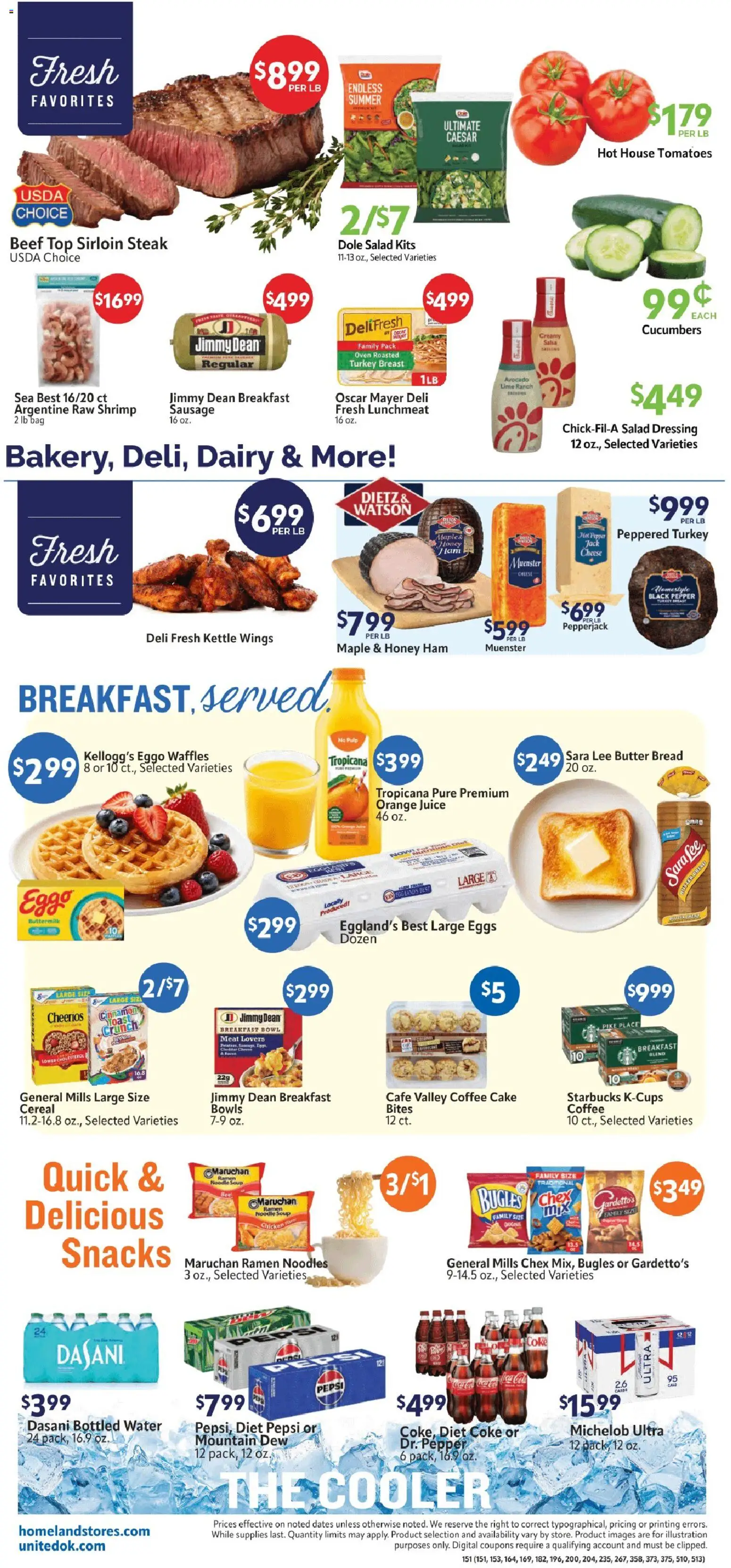 Homeland Weekly Ad - valid from 09/16/2026 | Page: 2 | Products: Waffles, Bread, Juice, Dressing