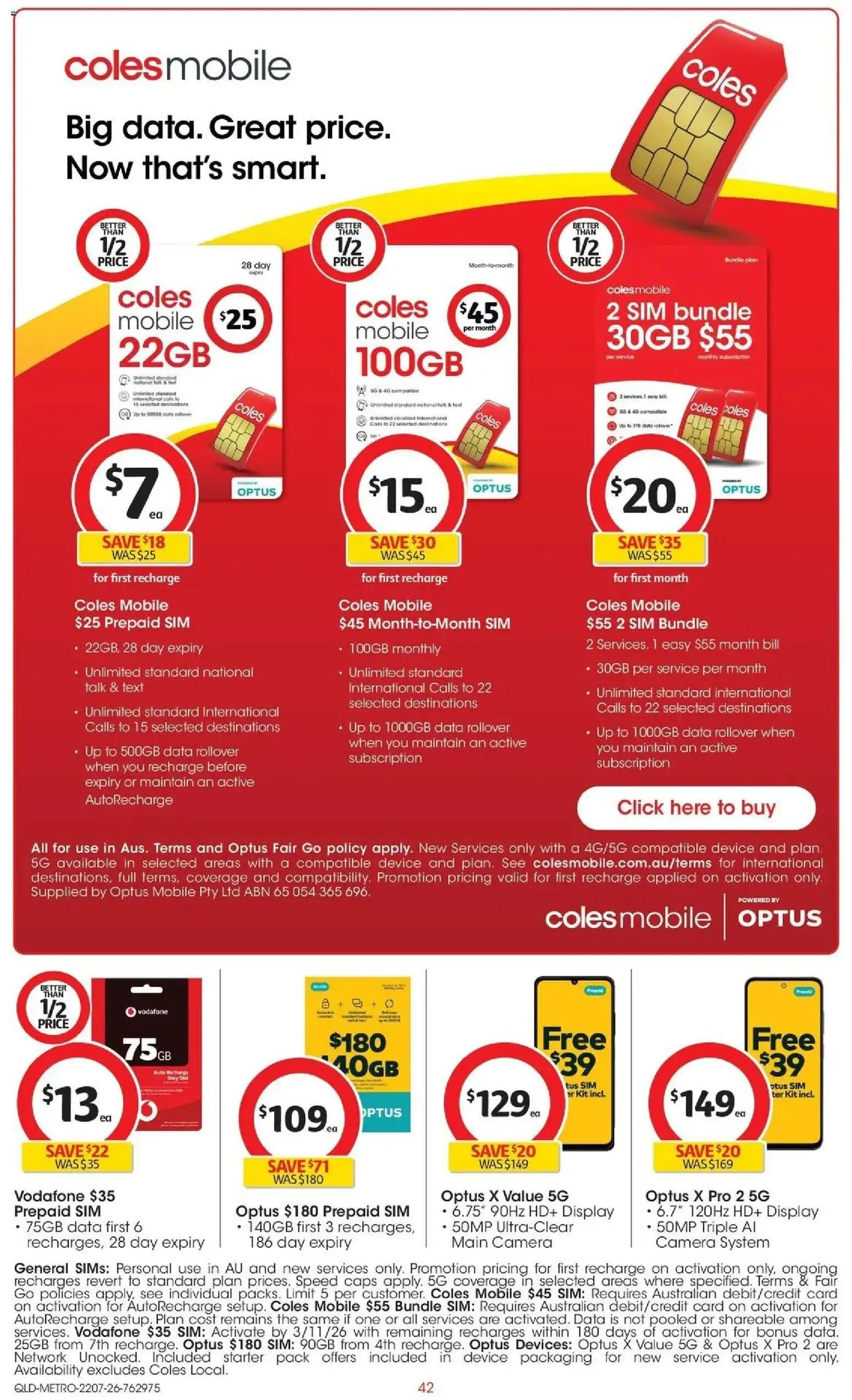 Coles catalogue - valid from 22/07/2026 | Page: 42 | Products: Smartphone, Device, Camera, Mobile