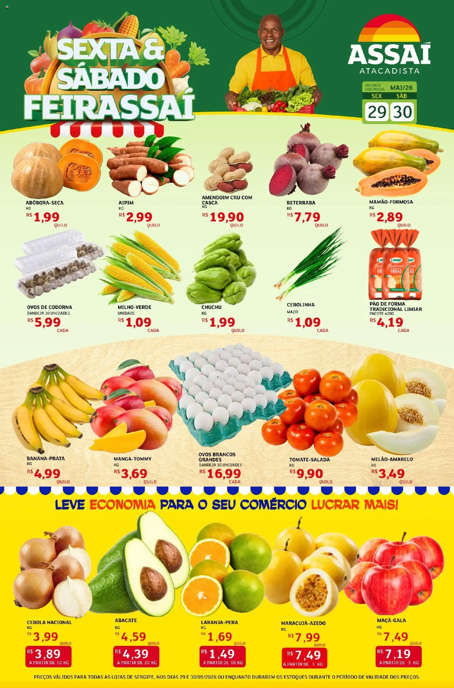 Assaí Atacadista Folheto - válido de 29.05.2026 | Página: 1 | Produtos: Amendoim, Beterraba, Ovos, Pão