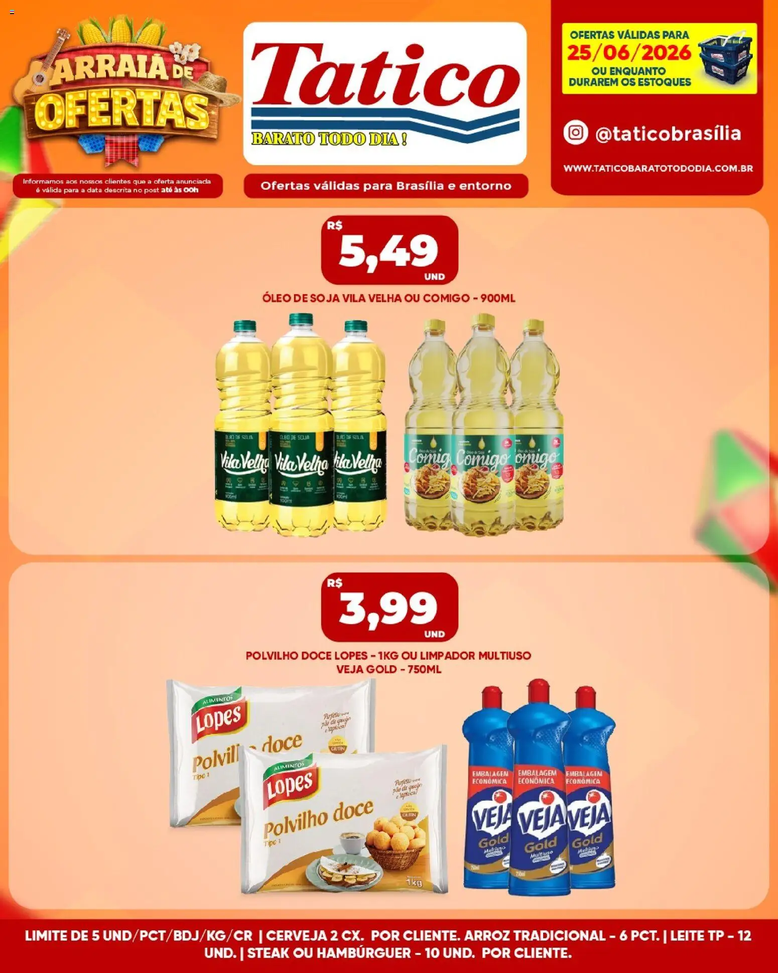 Tatico Folheto - válido de 26/06/2026 | Página: 25 | Produtos: Leite, Cerveja, Hambúrguer, Soja