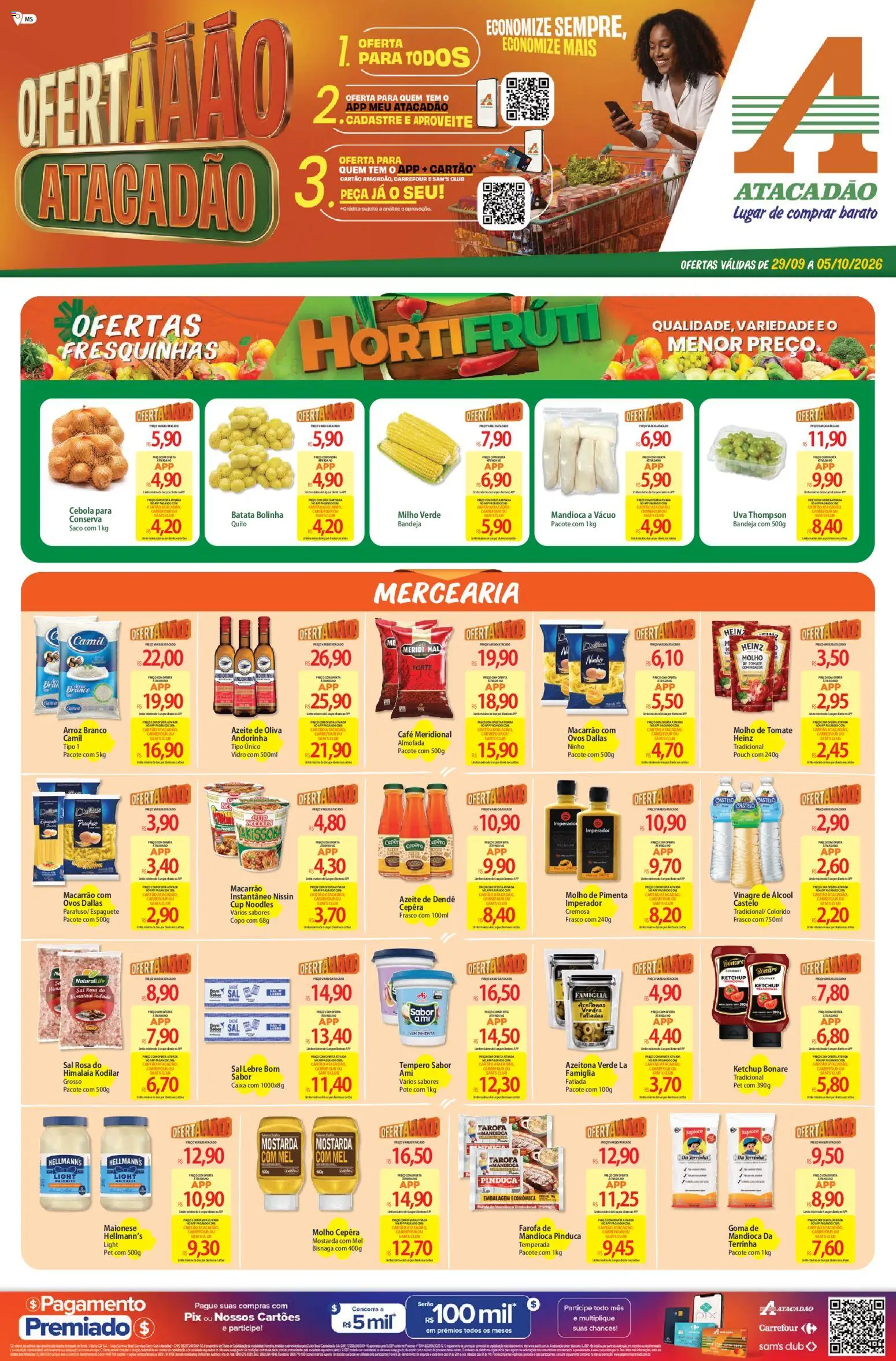 Atacadão Folheto - válido de 29/09/2026 | Página: 1 | Produtos: Álcool, Tapioca, Ovos, Macarrão