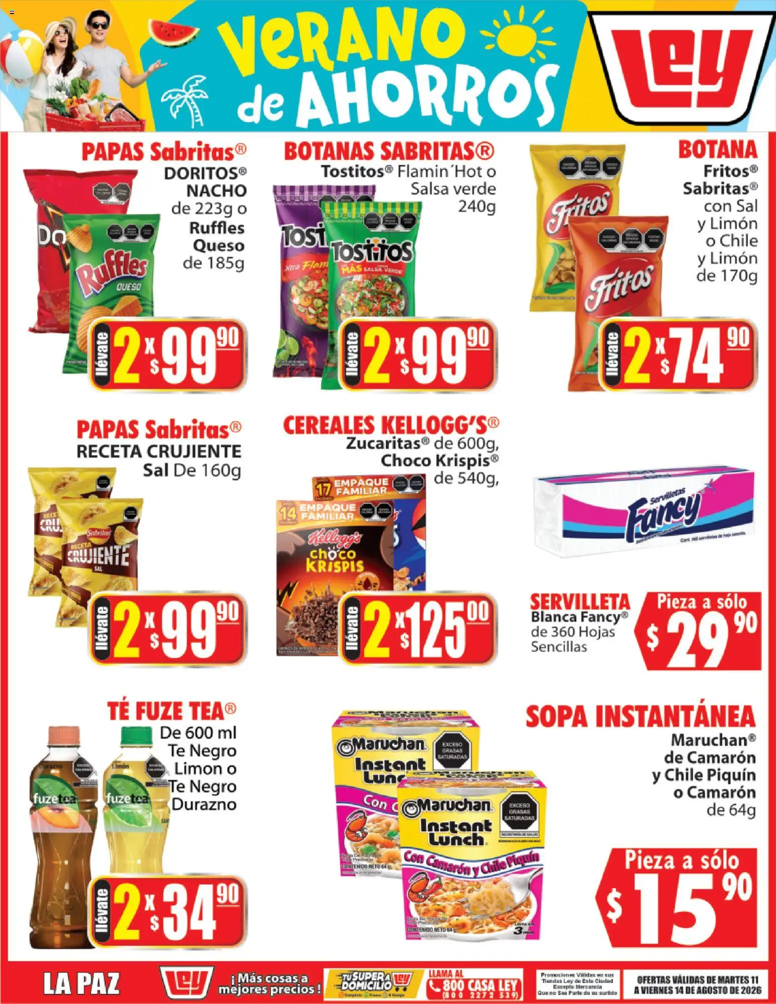 Nuevas ofertas de Casa Ley válidas en toda la República Mexicana desde el 11/08/2026. ¡Encuentra las mejores ofertas en Casa Ley folleto Verano de ahorros! | Página: 3 | Productos: Sal, Limón, Cereales, Papas