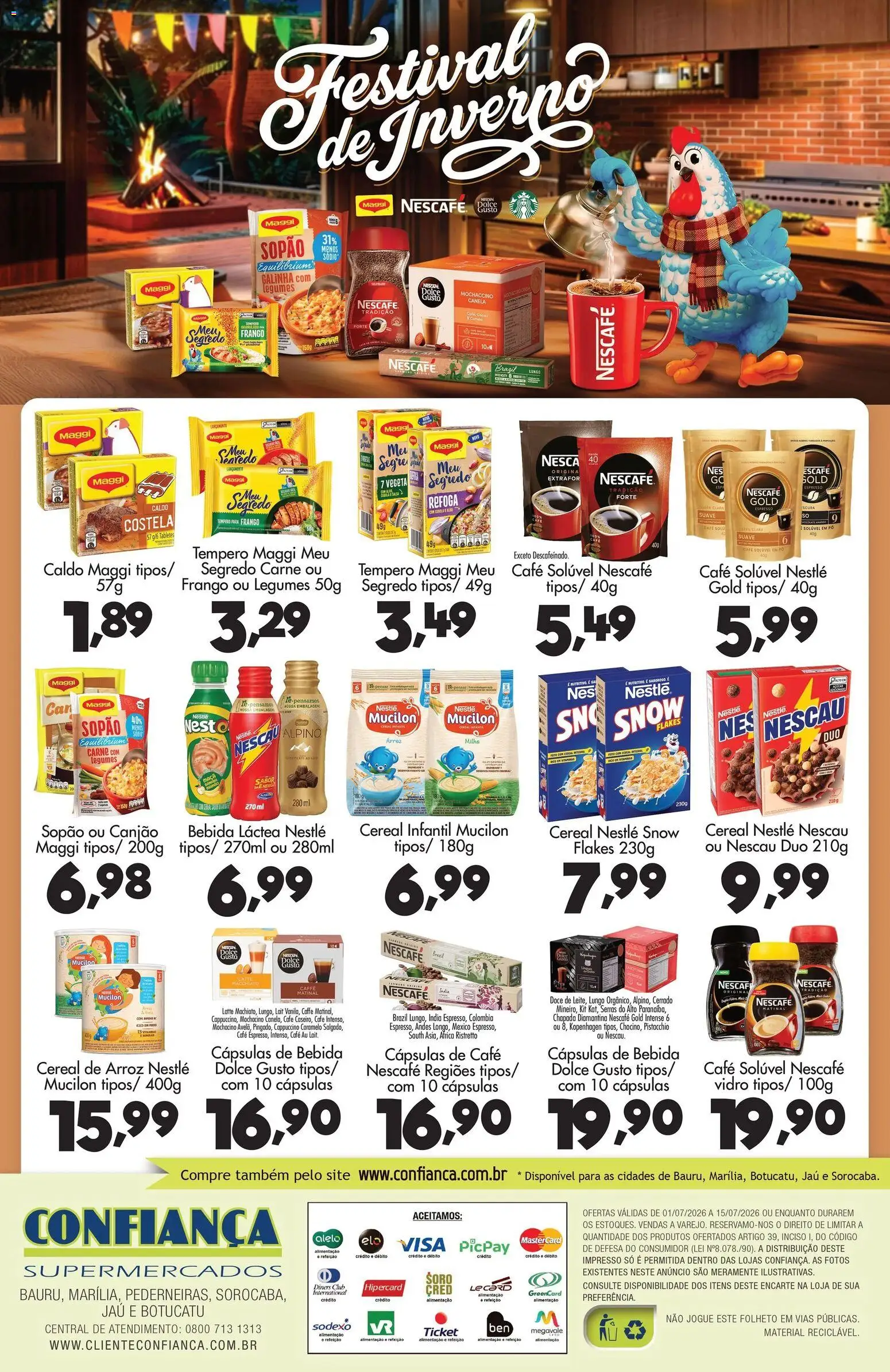 Confiança Folheto - válido de 01/07/2026 | Página: 2 | Produtos: Nescau, Café, Bebida, Frango