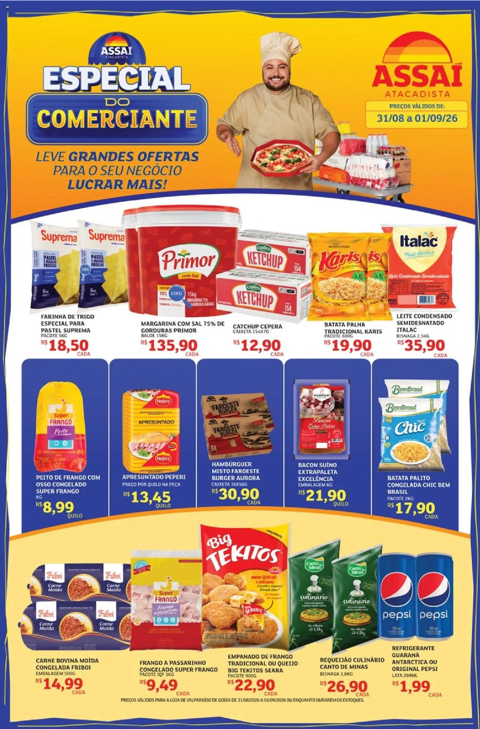 Assaí Atacadista Folheto - válido de 31/08/2026 | Página: 1 | Produtos: Carne, Batata palha, Frango, Requeijão