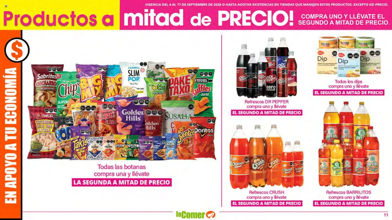 Nuevas ofertas de La Comer válidas en toda la República Mexicana desde el 04/09/2026. ¡Encuentra las mejores ofertas en La Comer folleto! | Página: 11 | Productos: Azúcar, Queso, Cerdo, Papas