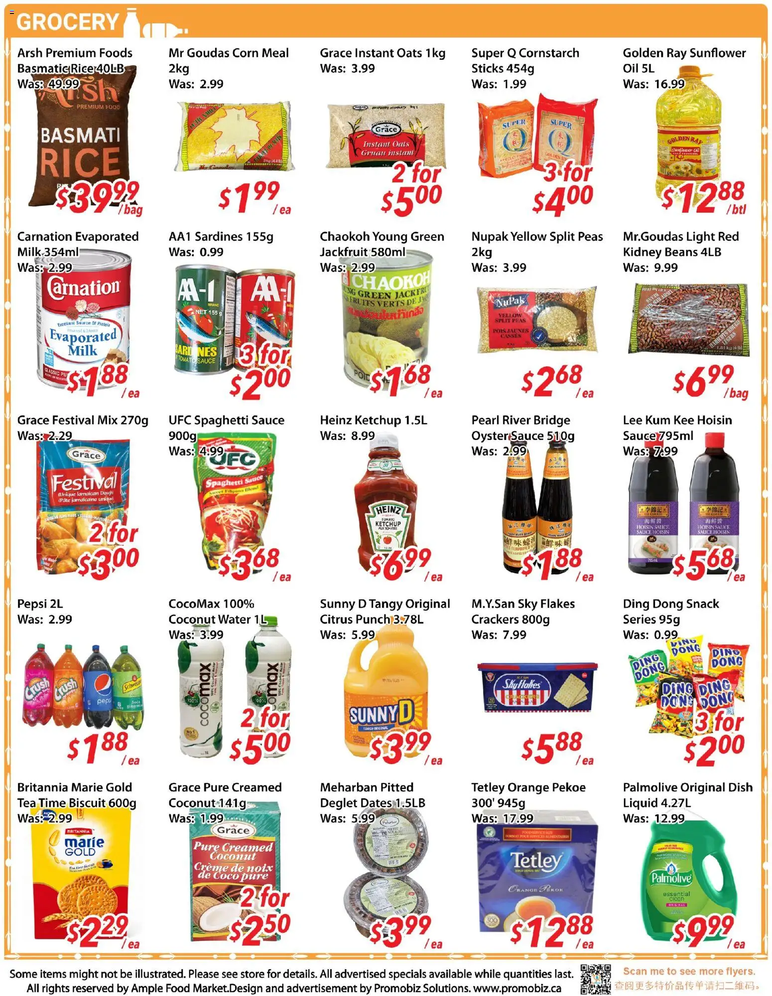 Ample Food Market flyer valid from Jul 17, 2026 | Page: 3 | Products: Rice, Tea, Ketchup, Cream