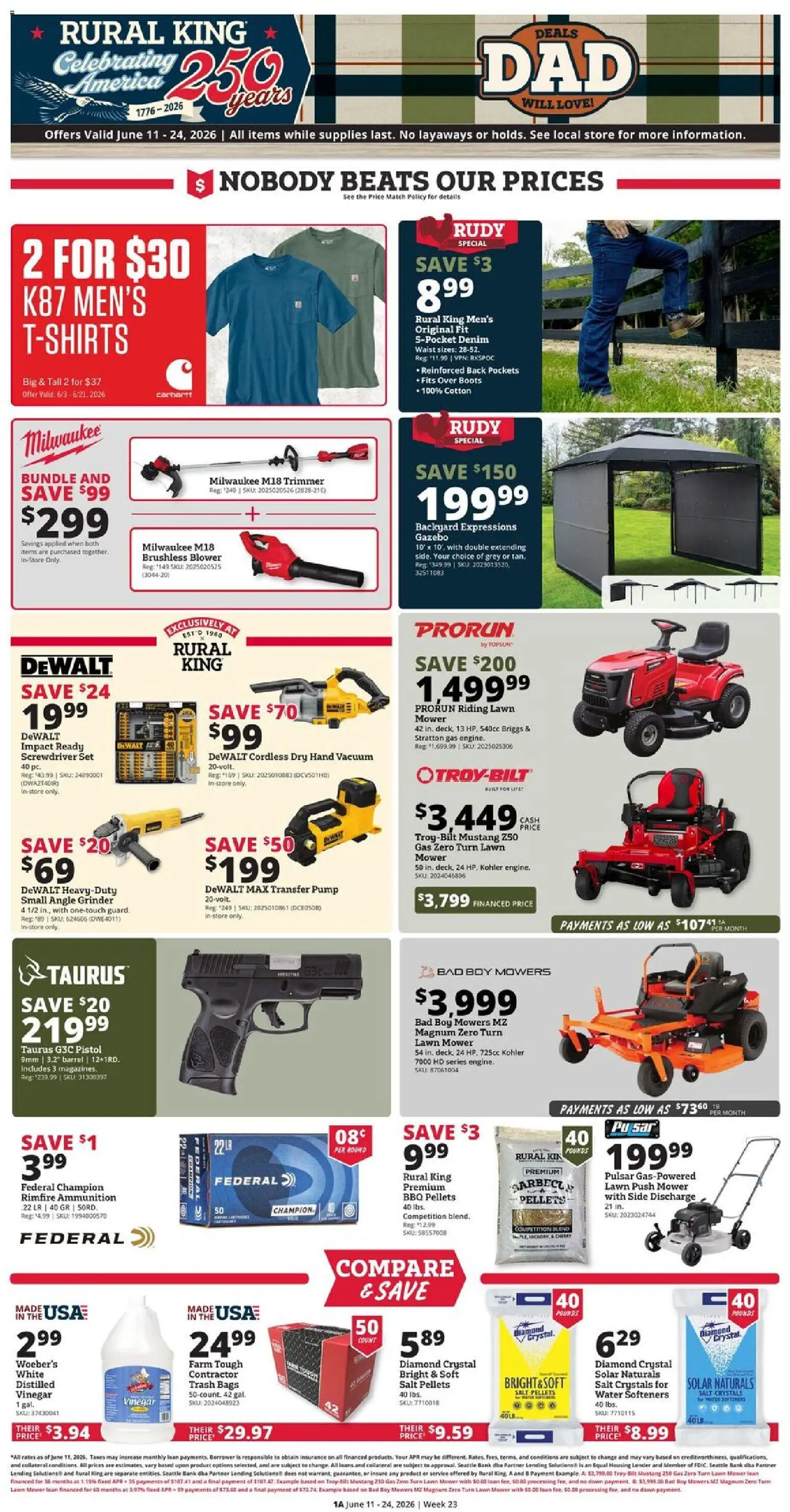 Rural King Weekly Ad - valid from 11.06.2026 | Page: 3 | Products: Lawn Mower, Vacuum, Screwdriver, Boots