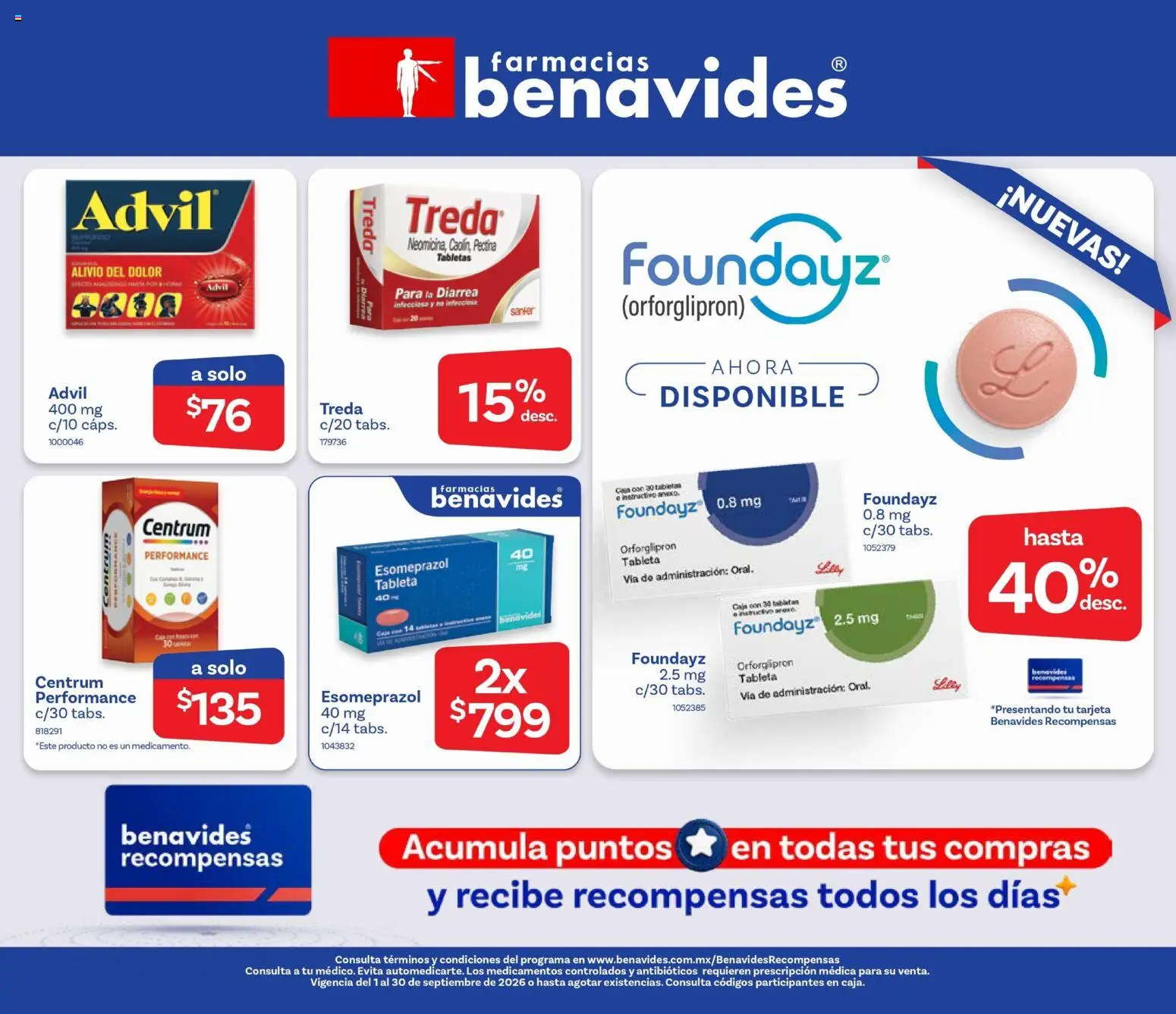 Nuevas ofertas de Farmacia Benavides válidas en toda la República Mexicana desde el 01/09/2026. ¡Encuentra las mejores ofertas en Farmacia Benavides catálogo! | Página: 1 | Productos: Tableta