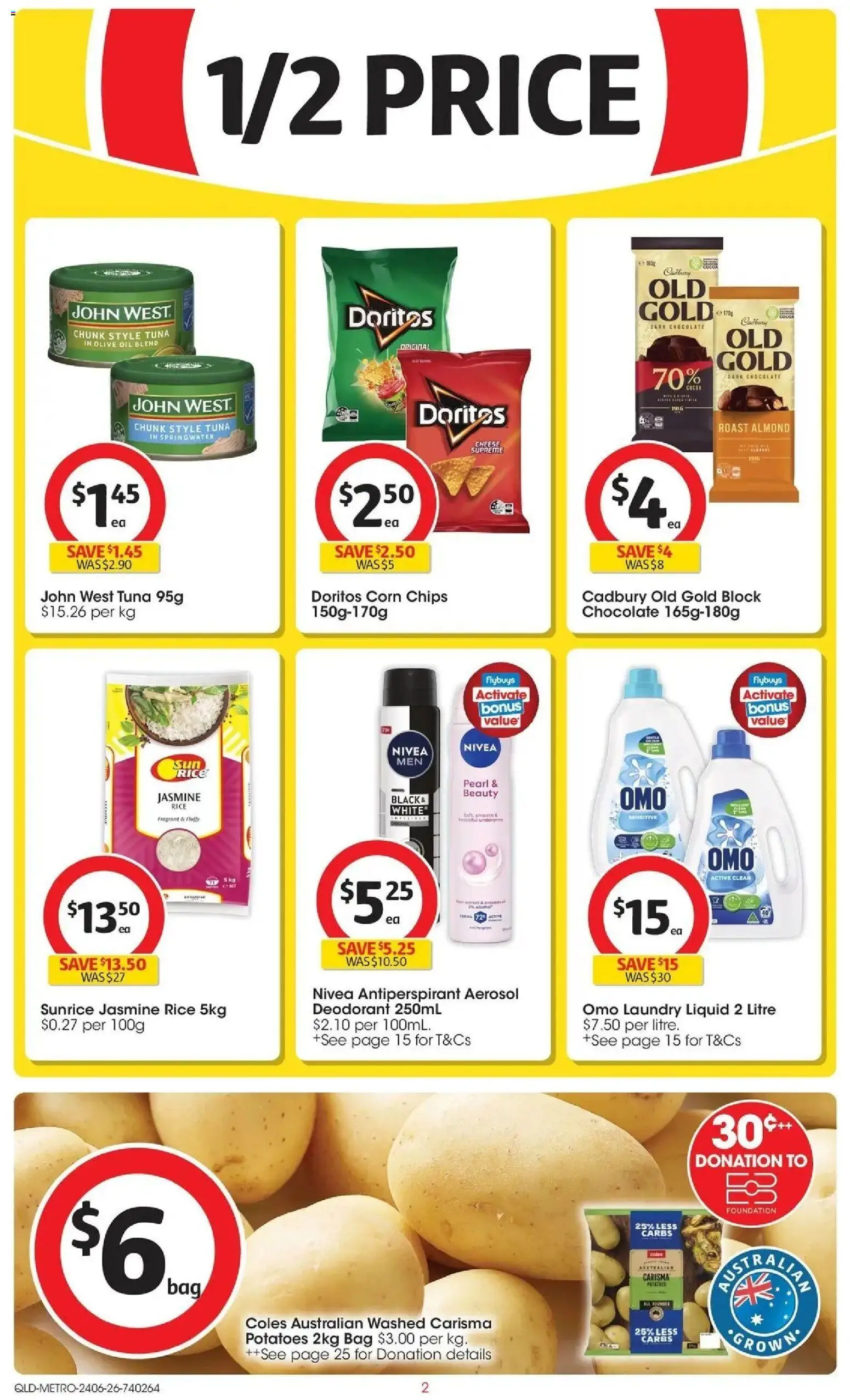 Coles catalogue - valid from 24/06/2026 | Page: 2 | Products: Chocolate, Antiperspirant, Foundation, Bag