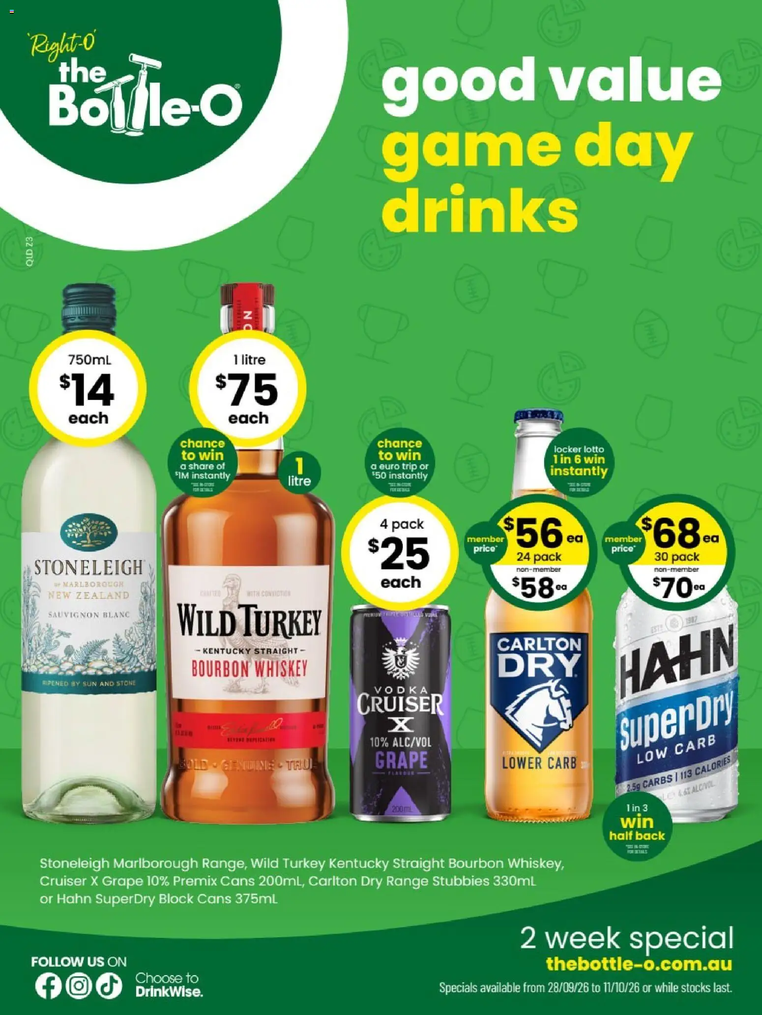 The Bottle-O catalogue - valid from 28/09/2026 | Page: 1 | Products: Drinks, Bourbon, Vodka, Turkey