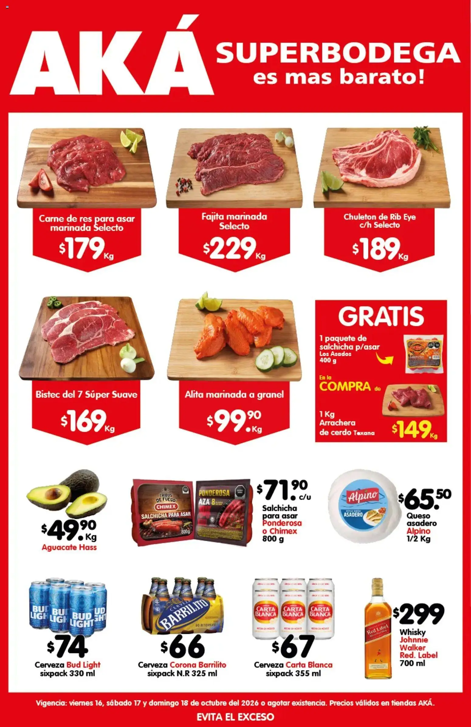 Nuevas ofertas de Arteli válidas en toda la República Mexicana desde el 16/10/2026. ¡Encuentra las mejores ofertas en Arteli folleto Carnita Asada Aká Superbodegas! | Página: 1