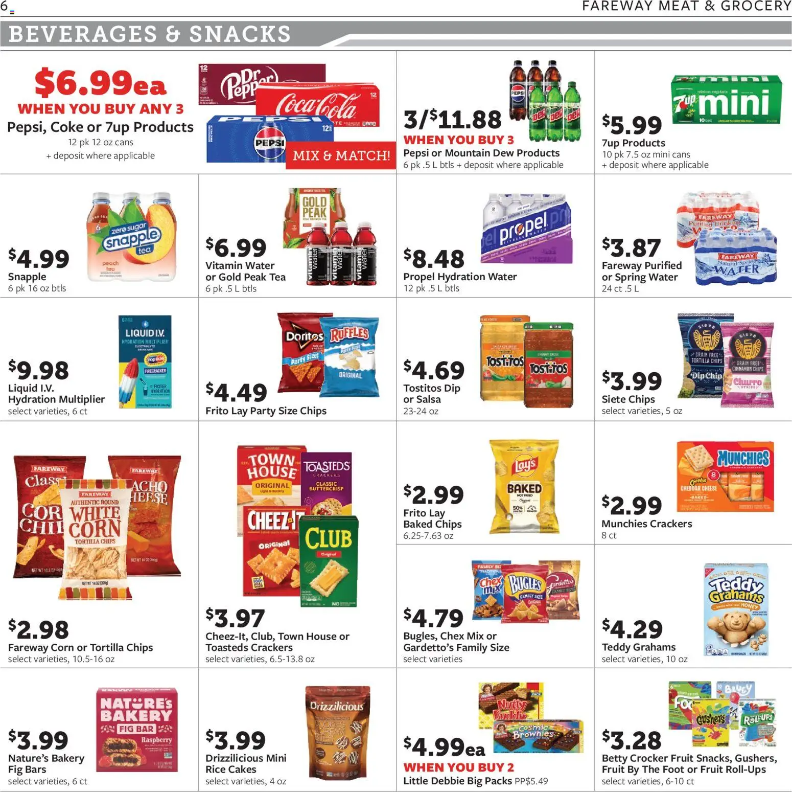 Fareway Weekly Ad - valid from 08/10/2026 | Page: 6 | Products: Bakery, Rice cakes, Snacks, Pepsi