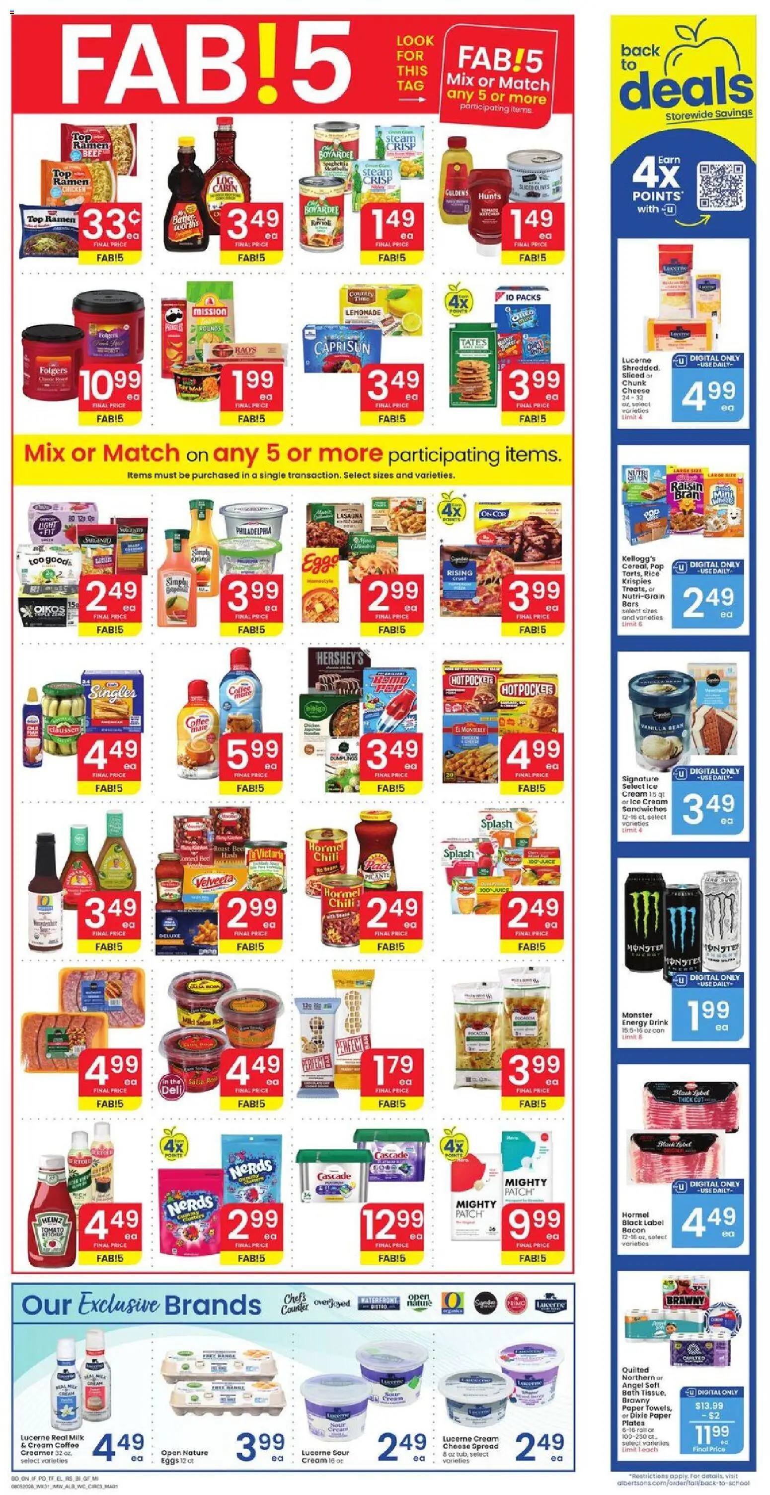 Albertsons Weekly Ad - valid from 08/05/2026 | Page: 4 | Products: Bath, Milk, Cheese, Eggs