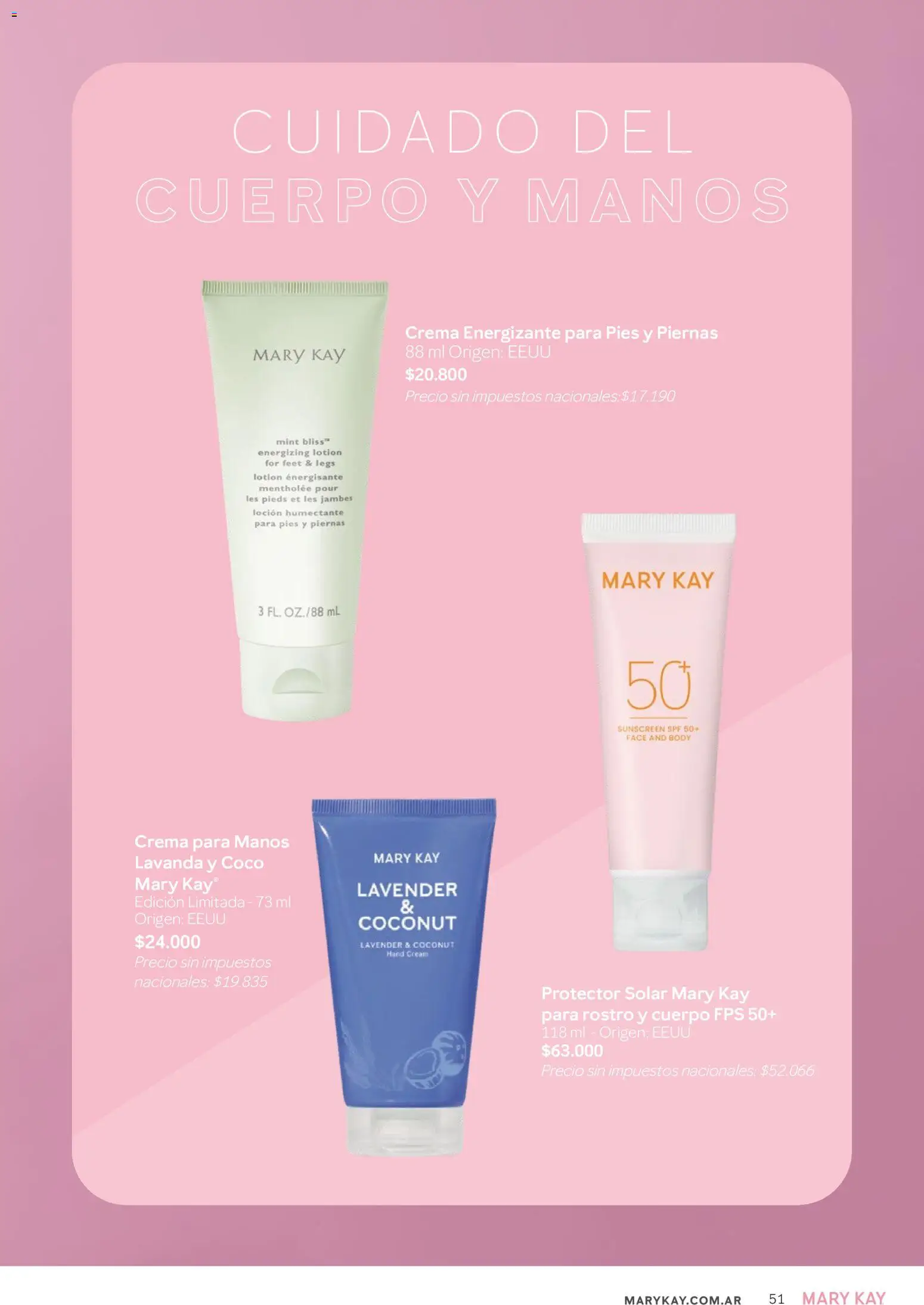Mary Kay catálogo │ válido desde el 01/08/2026 | Página: 51 | Productos: Body, Protector solar, Loción, Crema