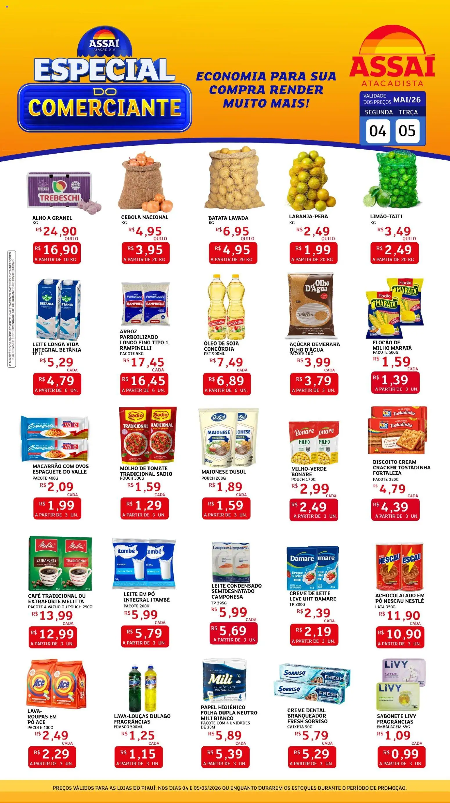 Assaí Atacadista Folheto - válido de 04.05.2026 | Página: 1 | Produtos: Espaguete, Nescau, Achocolatado, Açúcar