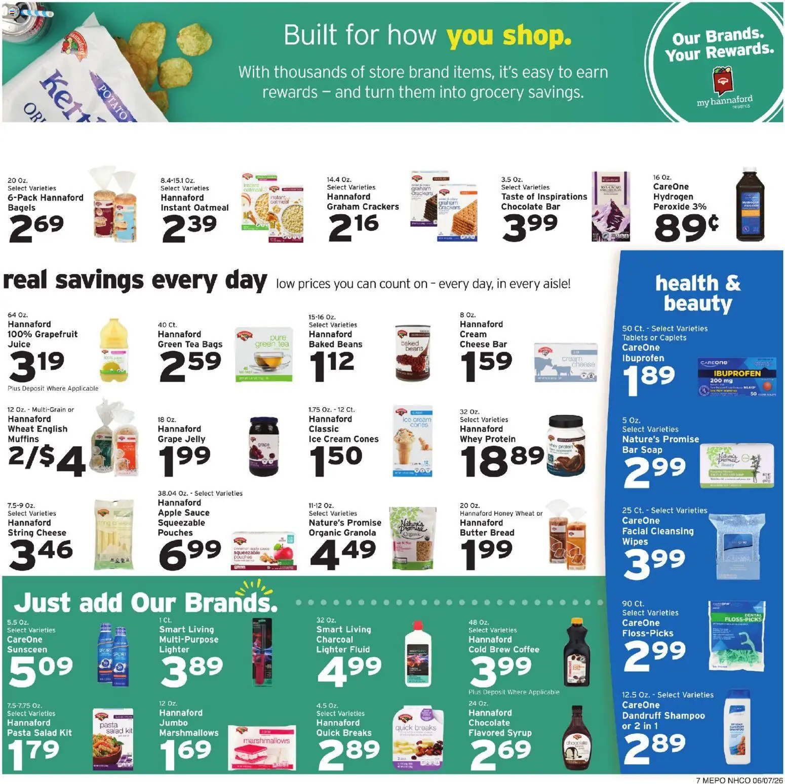 Hannaford Weekly Ad - valid from 07.06.2026 | Page: 9 | Products: Butter, Cheese, Soap, Pasta