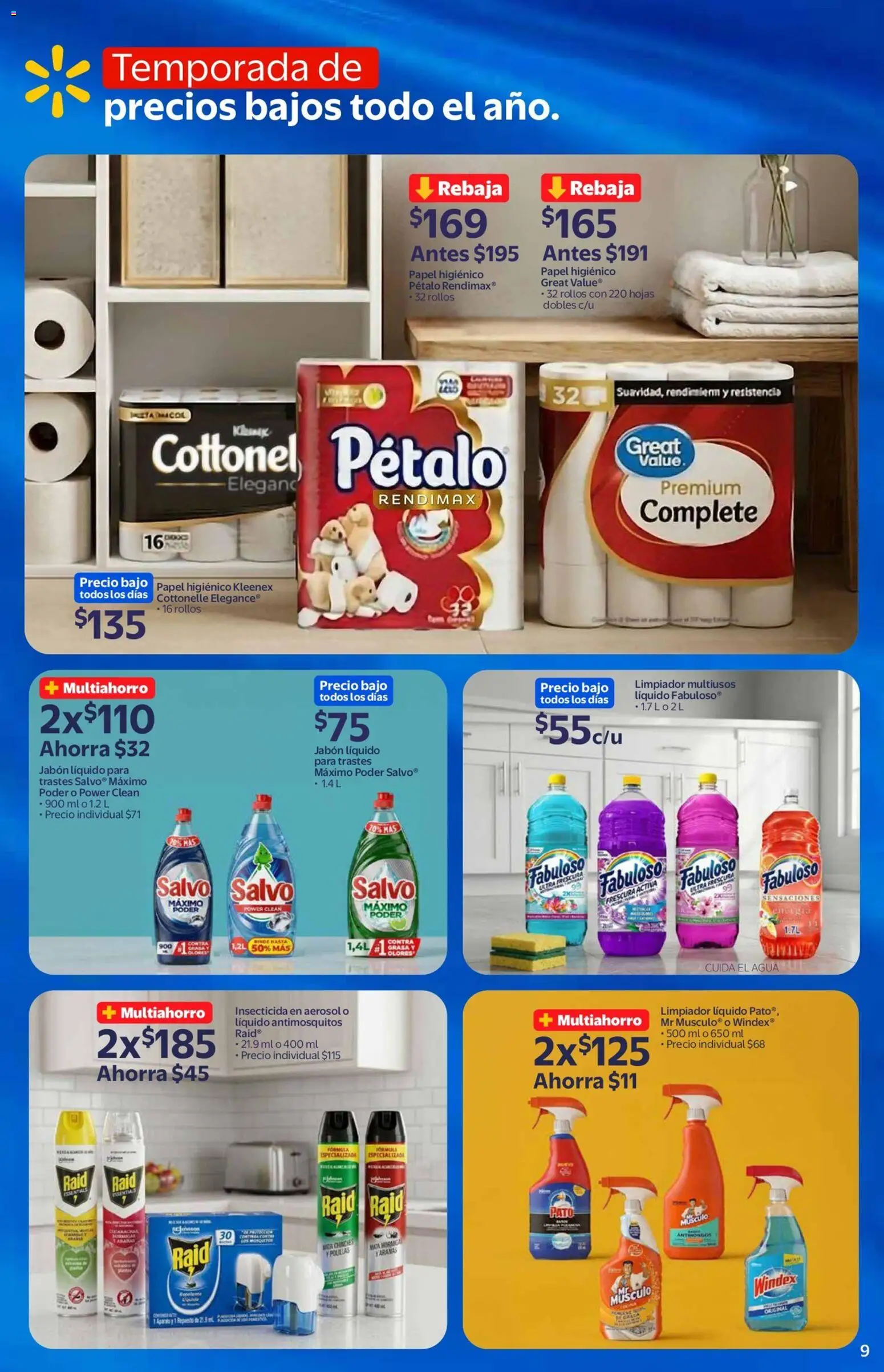 Nuevas ofertas de Walmart válidas en toda la República Mexicana desde el 03.06.2026. ¡Encuentra las mejores ofertas en Walmart folleto! | Página: 9 | Productos: Jabón líquido, Agua, Limpiador, Insecticida