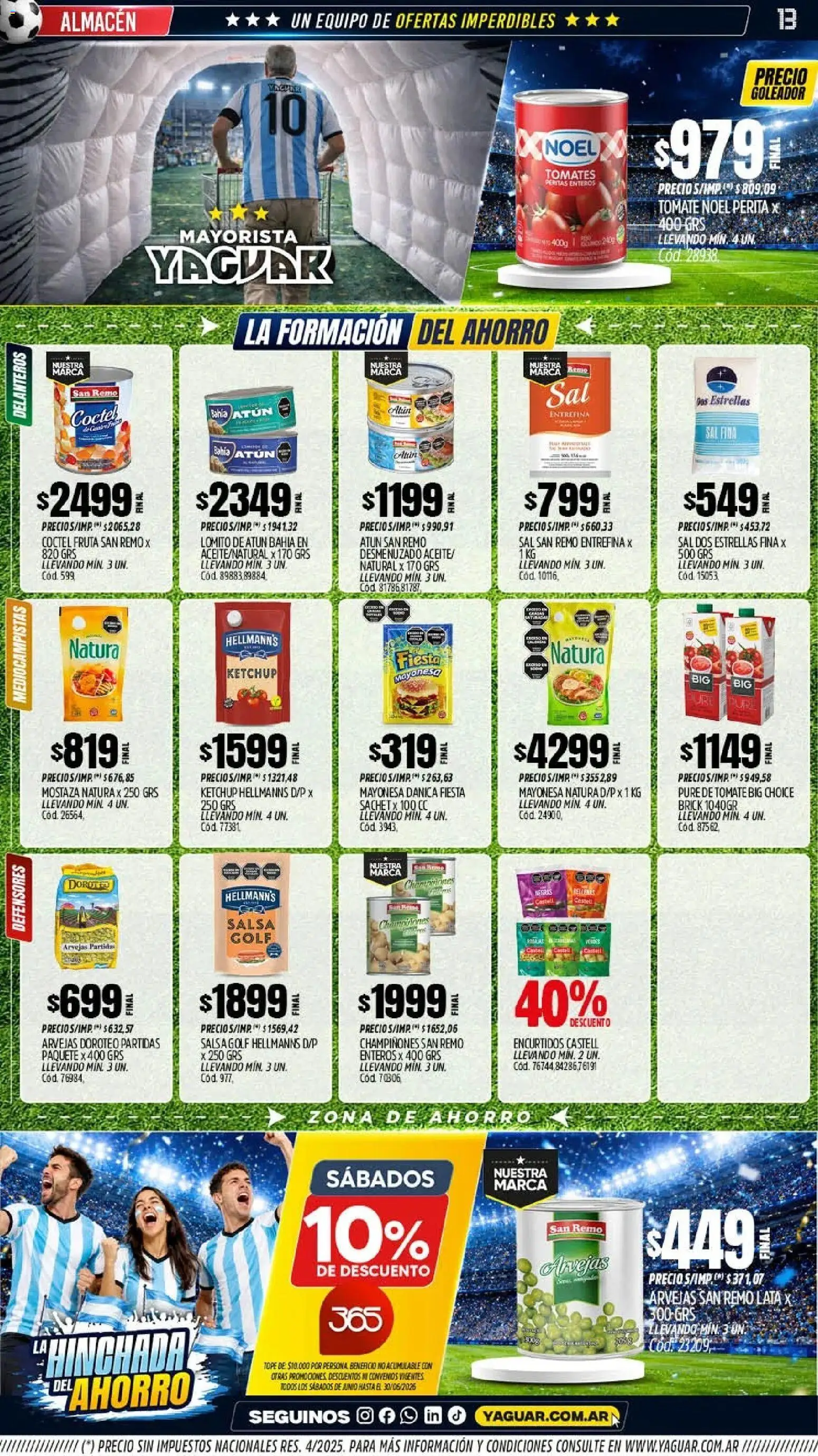 Yaguar catálogo │ válido desde el 08.06.2026 | Página: 13 | Productos: Ketchup, Arvejas, Tomate, Pure de Tomate