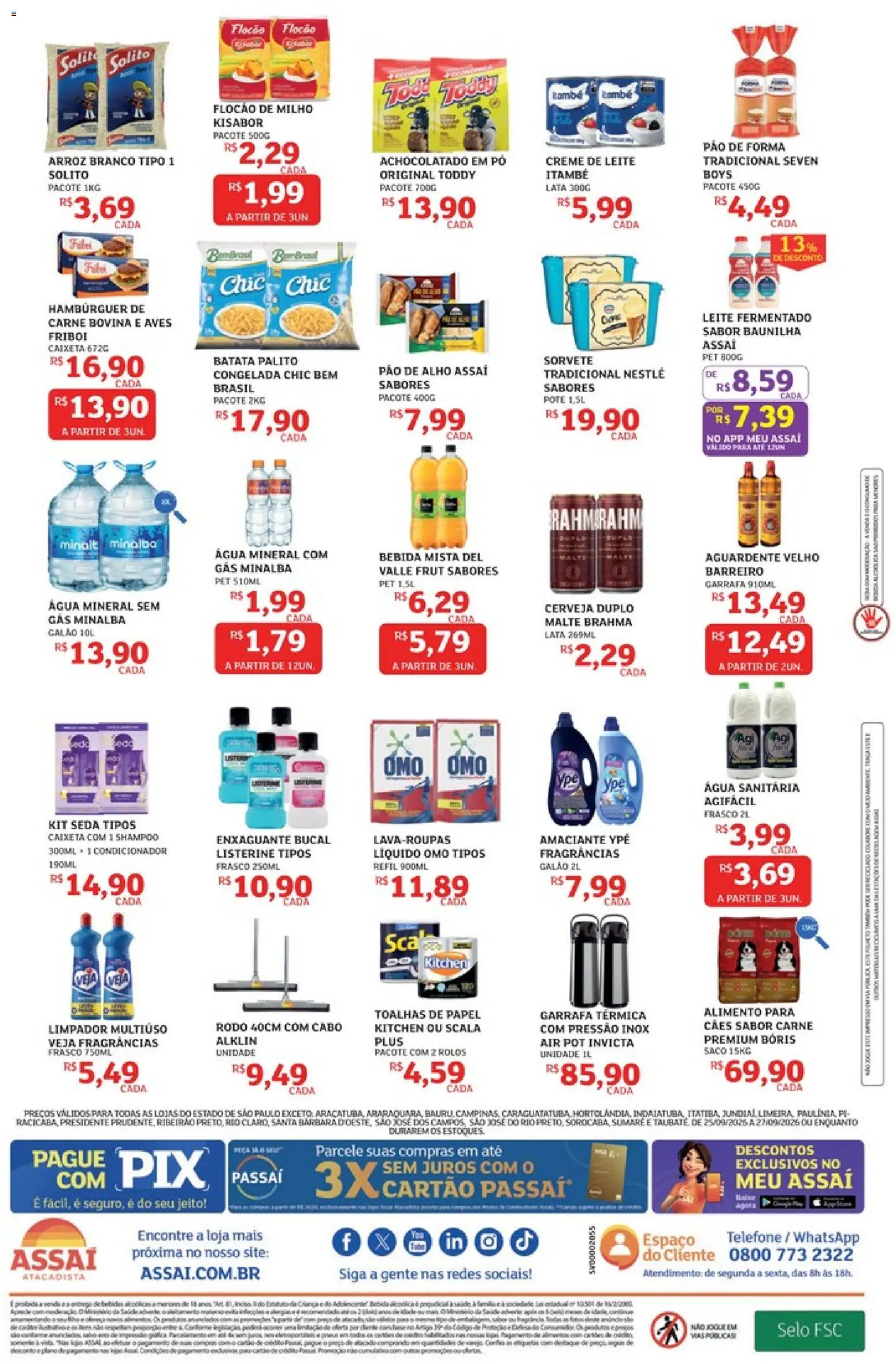Assaí Atacadista Folheto - válido de 25/09/2026 | Página: 2 | Produtos: Pao de alho, Cerveja, Sorvete, Batata
