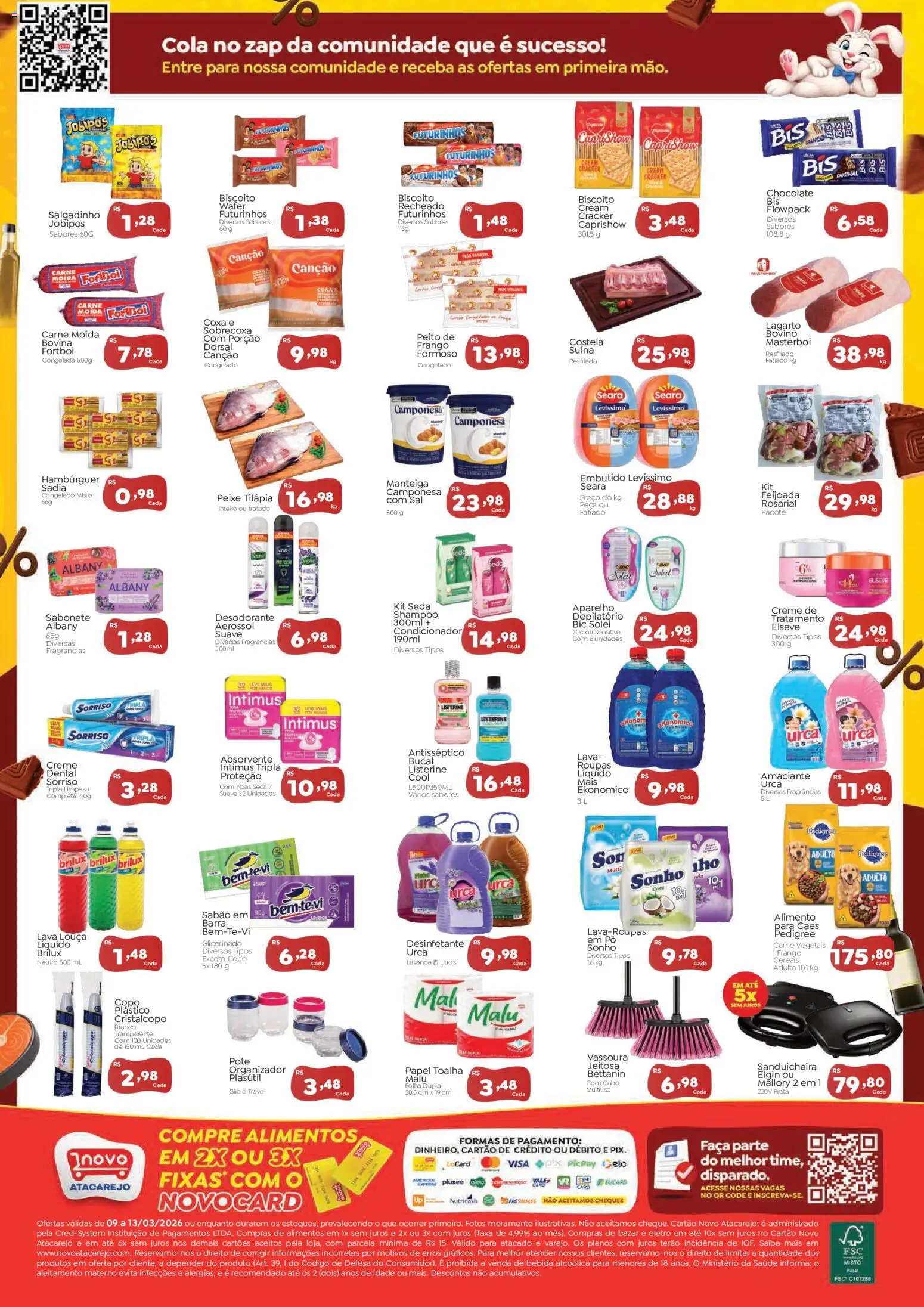 Novo Atacarejo Folheto - válido de 09.03.2026 | Página: 2 | Produtos: Papel toalha, Faca, Tilápia, Vassoura
