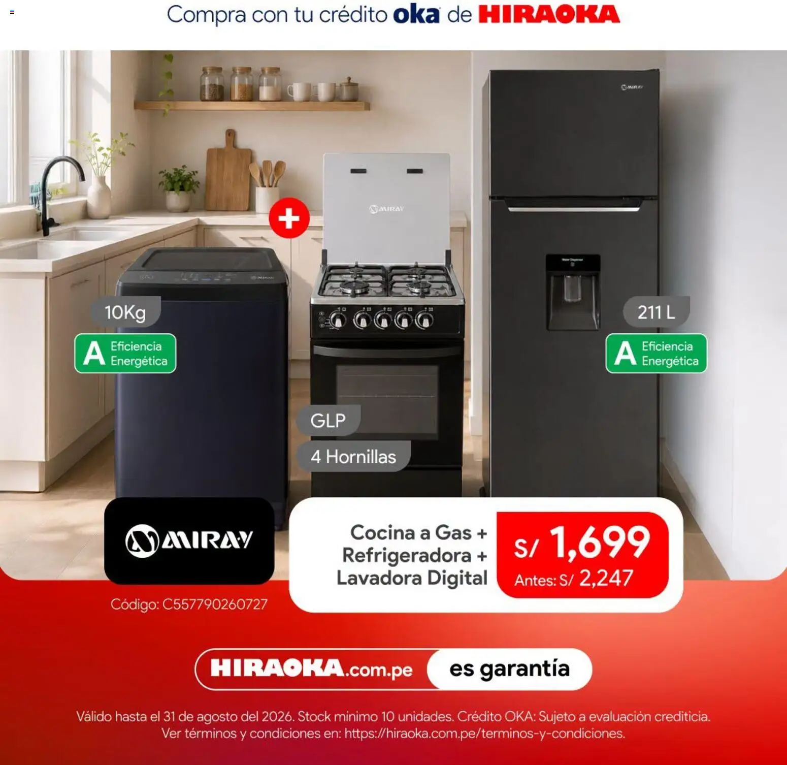 Catálogo Hiraoka válido desde 25/08/2026 | Página: 3 | Productos: Lavadora, Cocina