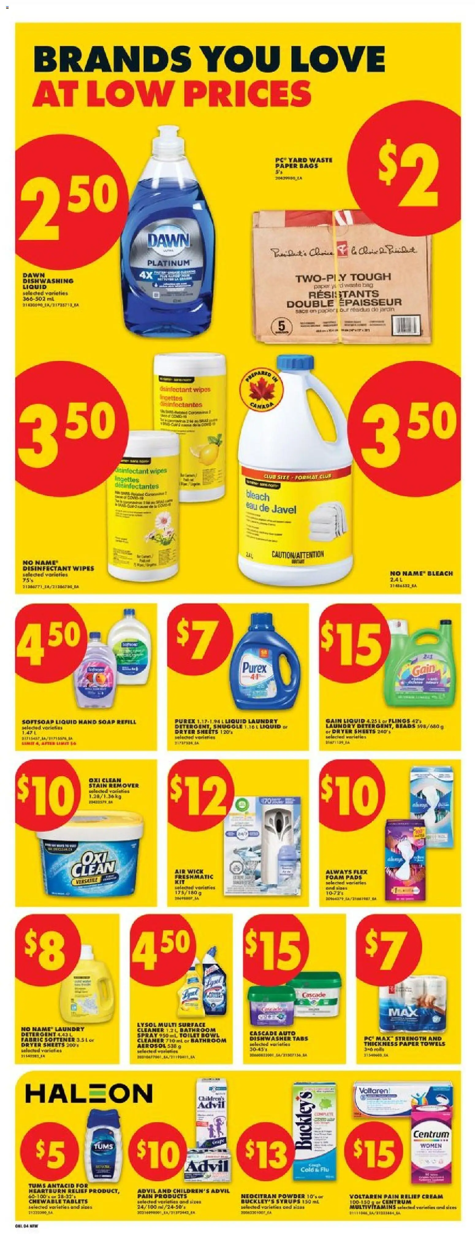 No Frills flyer valid from Aug 20, 2026 | Page: 9 | Products: PC, Dishwasher, Soap, Disinfectant wipes