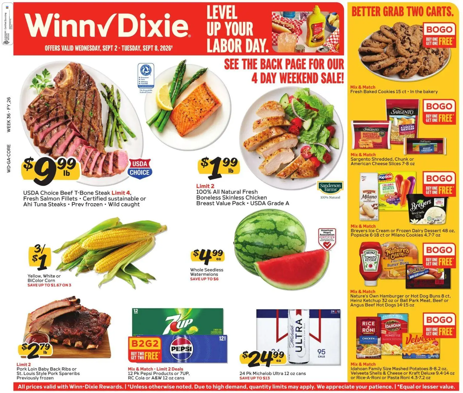 Winn Dixie Weekly Ad - valid from 09/02/2026 | Page: 1 | Products: Bakery, Butter, Sugar, Pepsi
