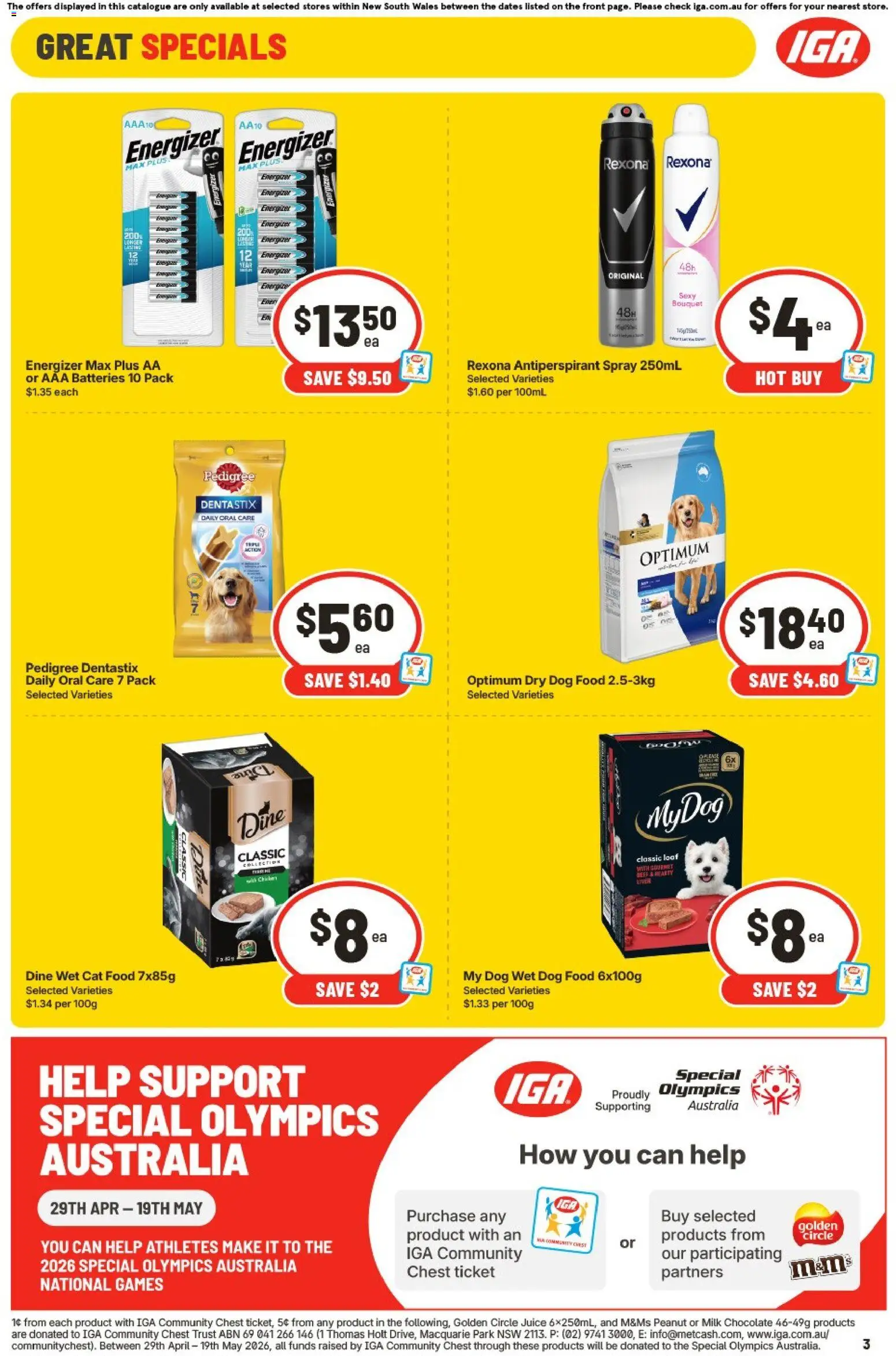 IGA catalogue - valid from 13.05.2026 | Page: 4 | Products: Milk, Chocolate, Juice, Batteries