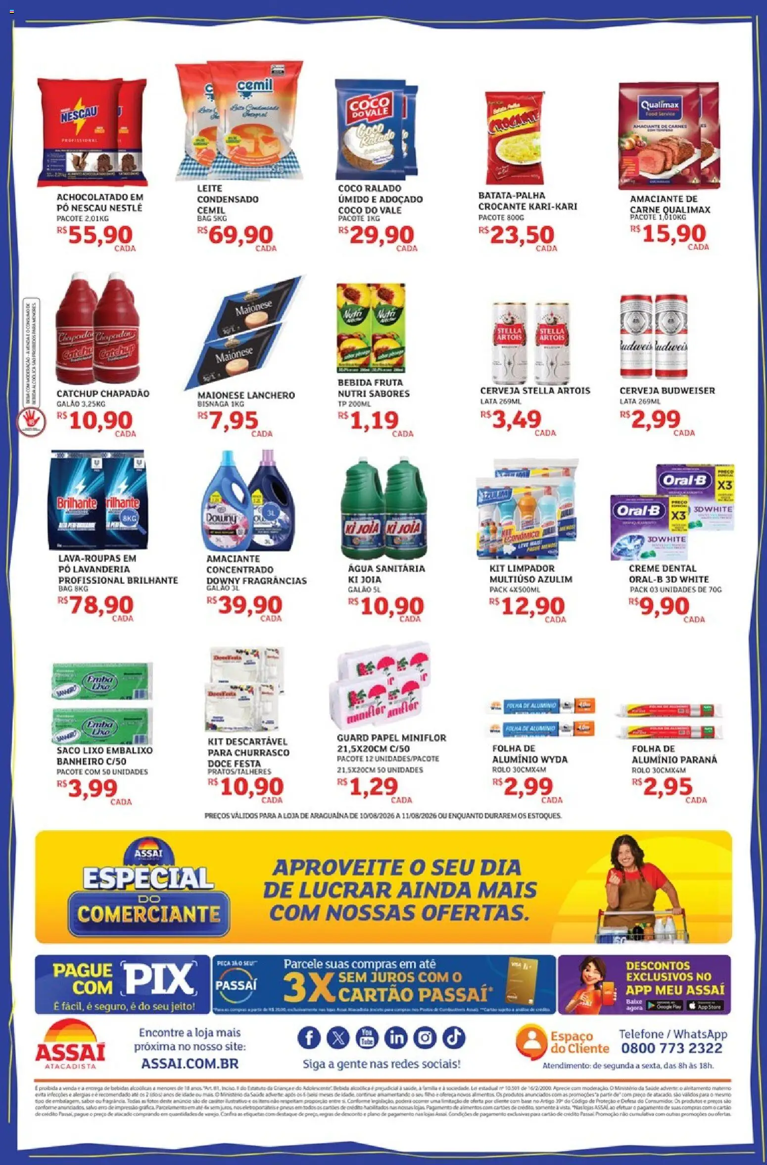 Assaí Atacadista Folheto - válido de 10/08/2026 | Página: 2 | Produtos: Rolo, Leite, Cerveja, Bebida