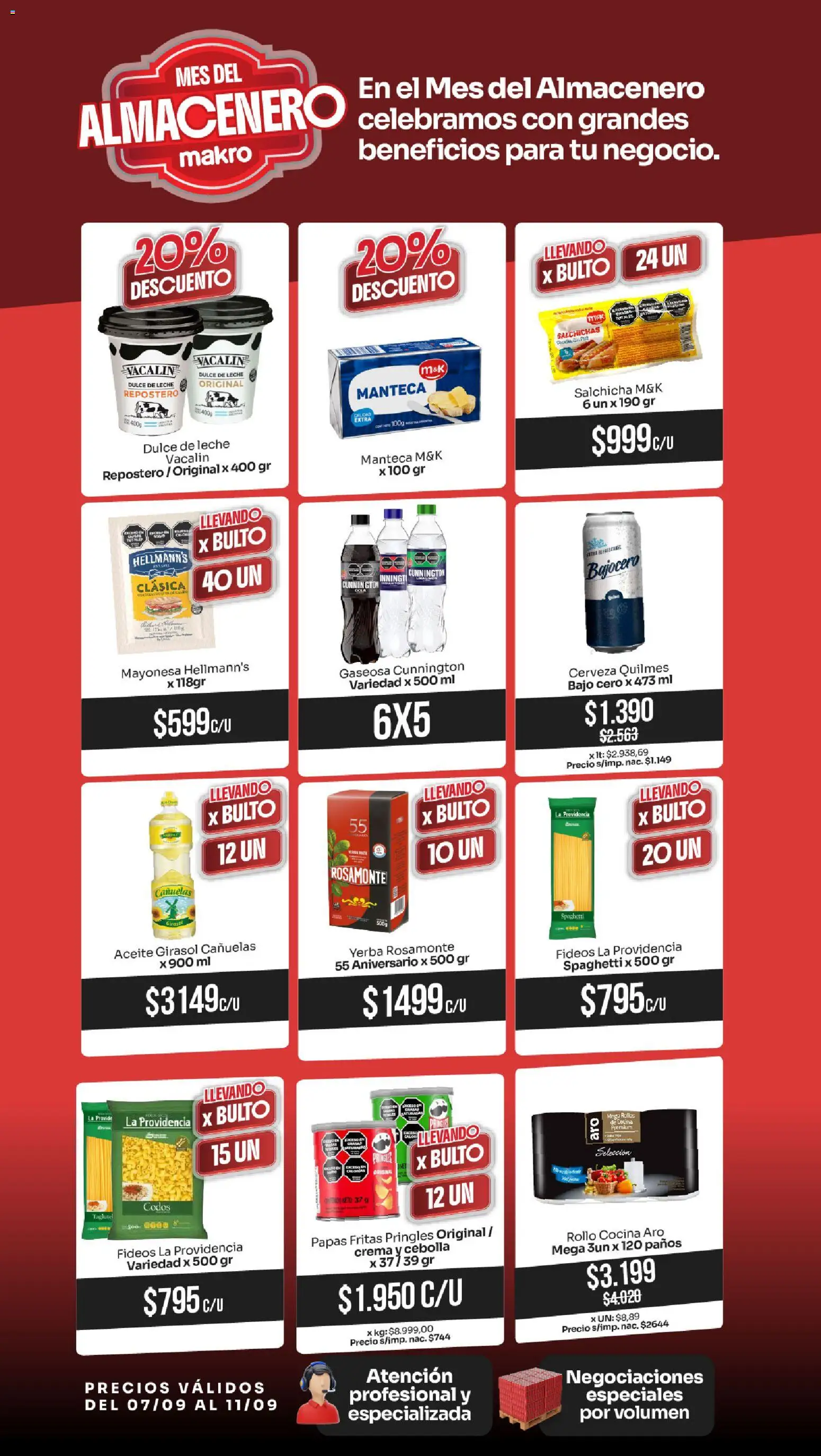 Makro Mes del almacenero │ válido desde el 07/09/2026 | Página: 2 | Productos: Cebolla, Dulce, Manteca, Fideos