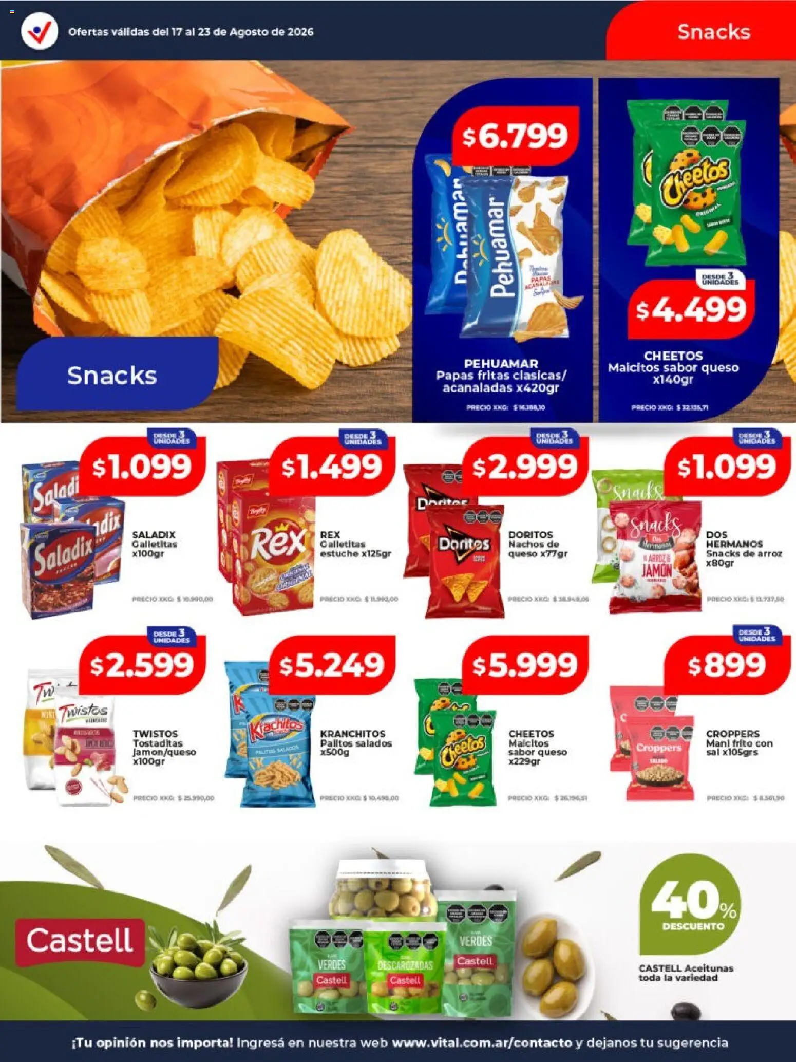 Vital - Ofertas │ válido desde el 17/08/2026 | Página: 27 | Productos: Galletitas, Aceitunas, Estuche, Papas fritas