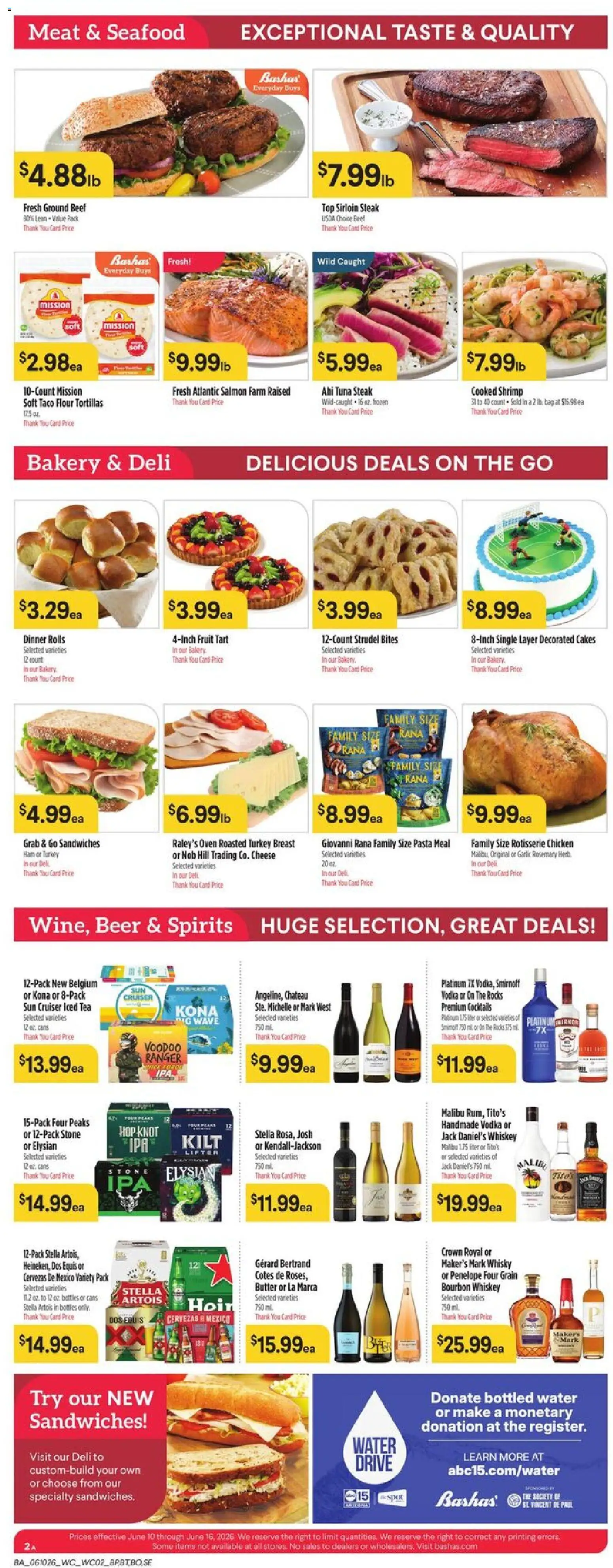 Basha's Weekly Ad - valid from 10.06.2026 | Page: 2 | Products: Butter, Cheese, Beer, Bag