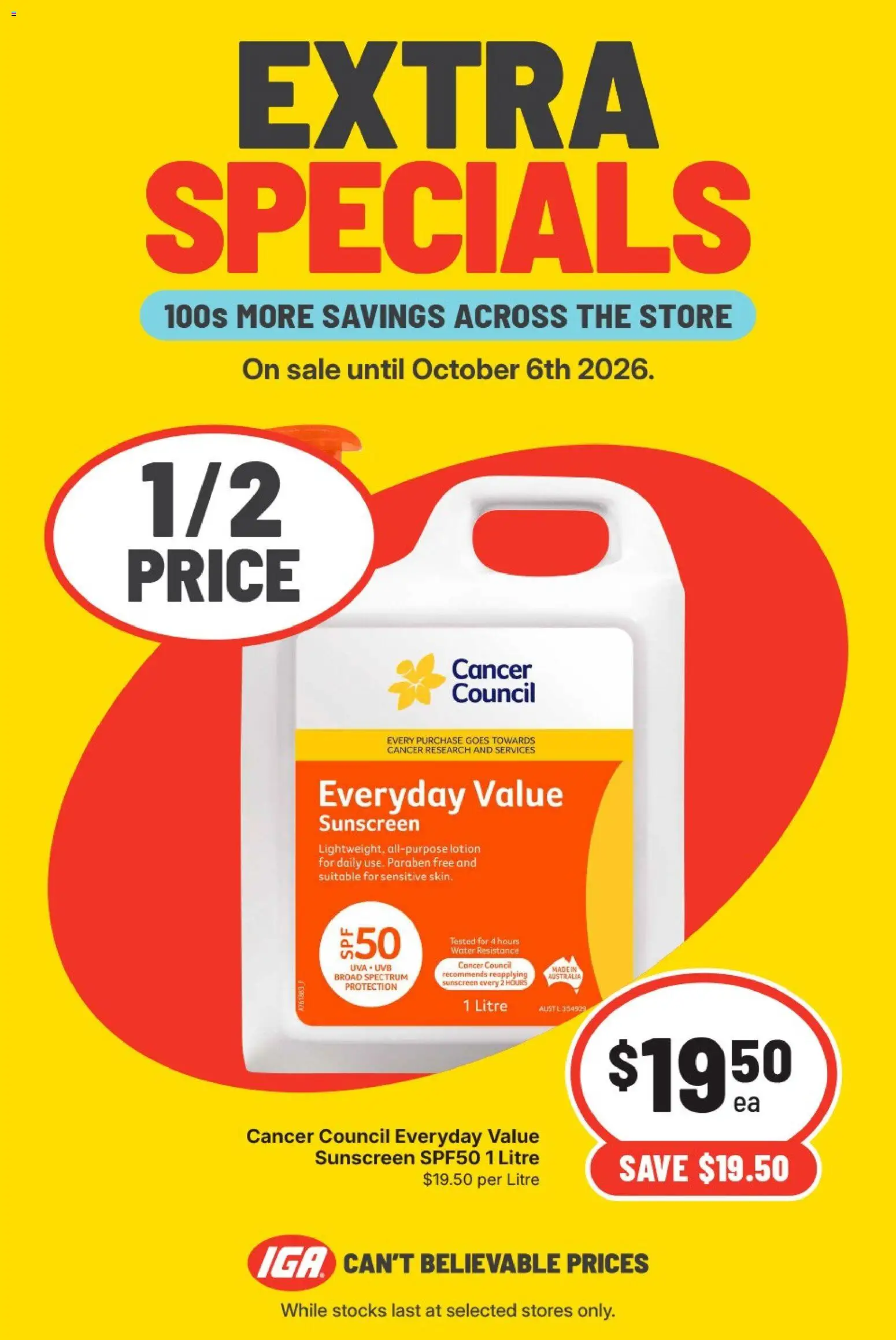 IGA catalogue - valid from 30/09/2026 | Page: 8 | Products: Sunscreen, Lotion, Water