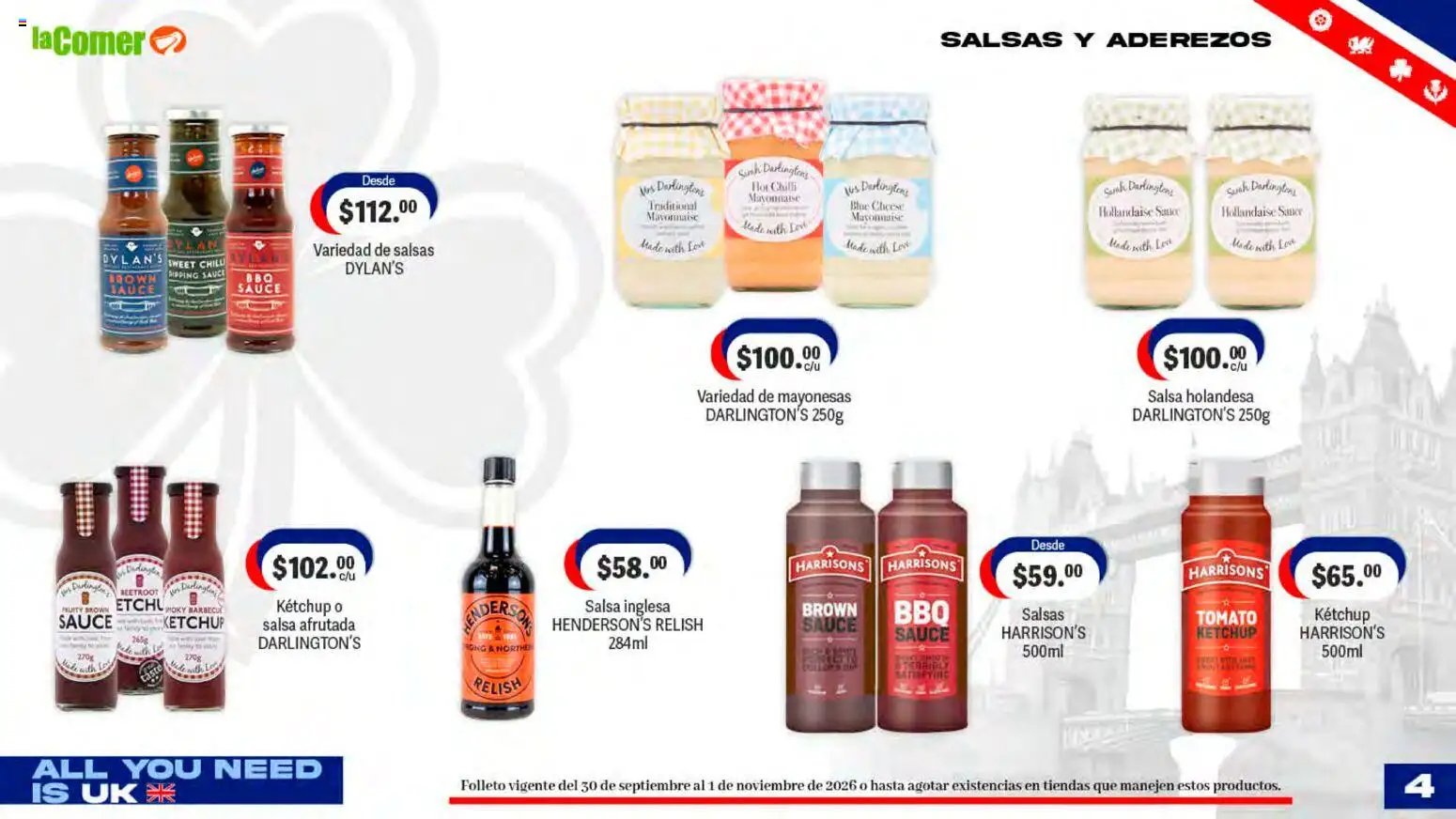Nuevas ofertas de La Comer válidas en toda la República Mexicana desde el 30/09/2026. ¡Encuentra las mejores ofertas en La Comer folleto! | Página: 4 | Productos: Salsas, Kétchup