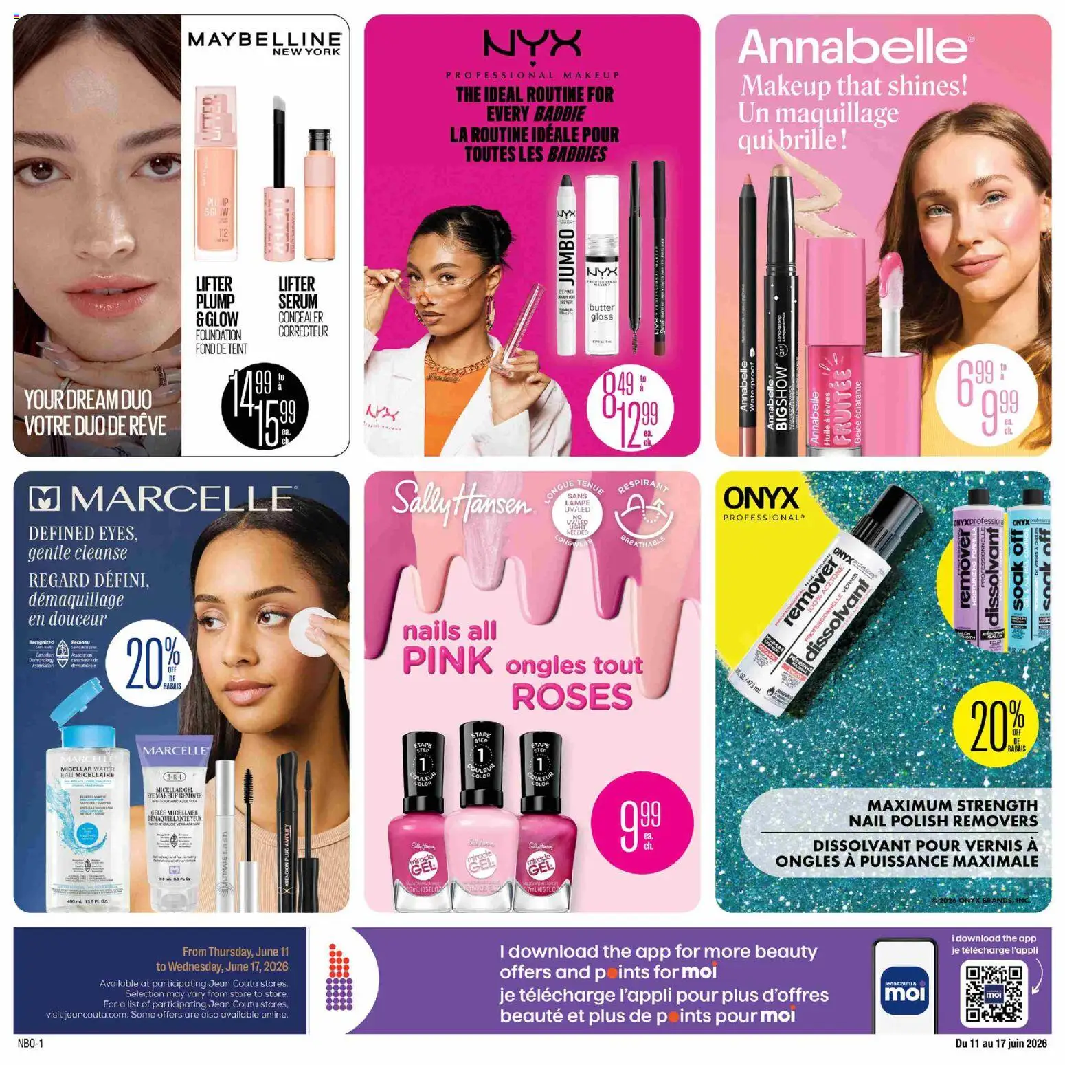 Jean Coutu flyer valid from 11.06.2026 | Page: 2 | Products: Concealer, Nail polish, Micellar water, Makeup remover