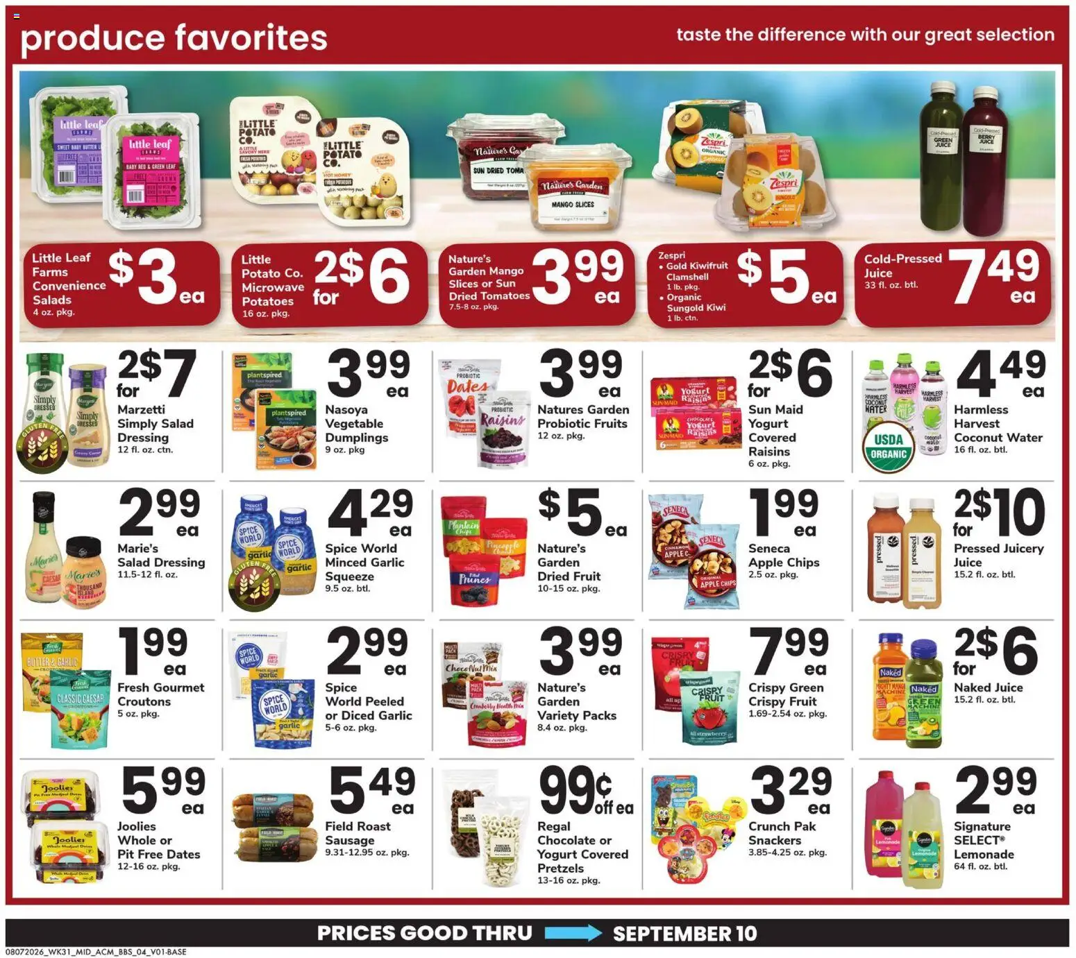 Acme Big Book of Savings - valid from 08/07/2026 | Page: 4 | Products: Chocolate, Salad, Fruit, Dressing