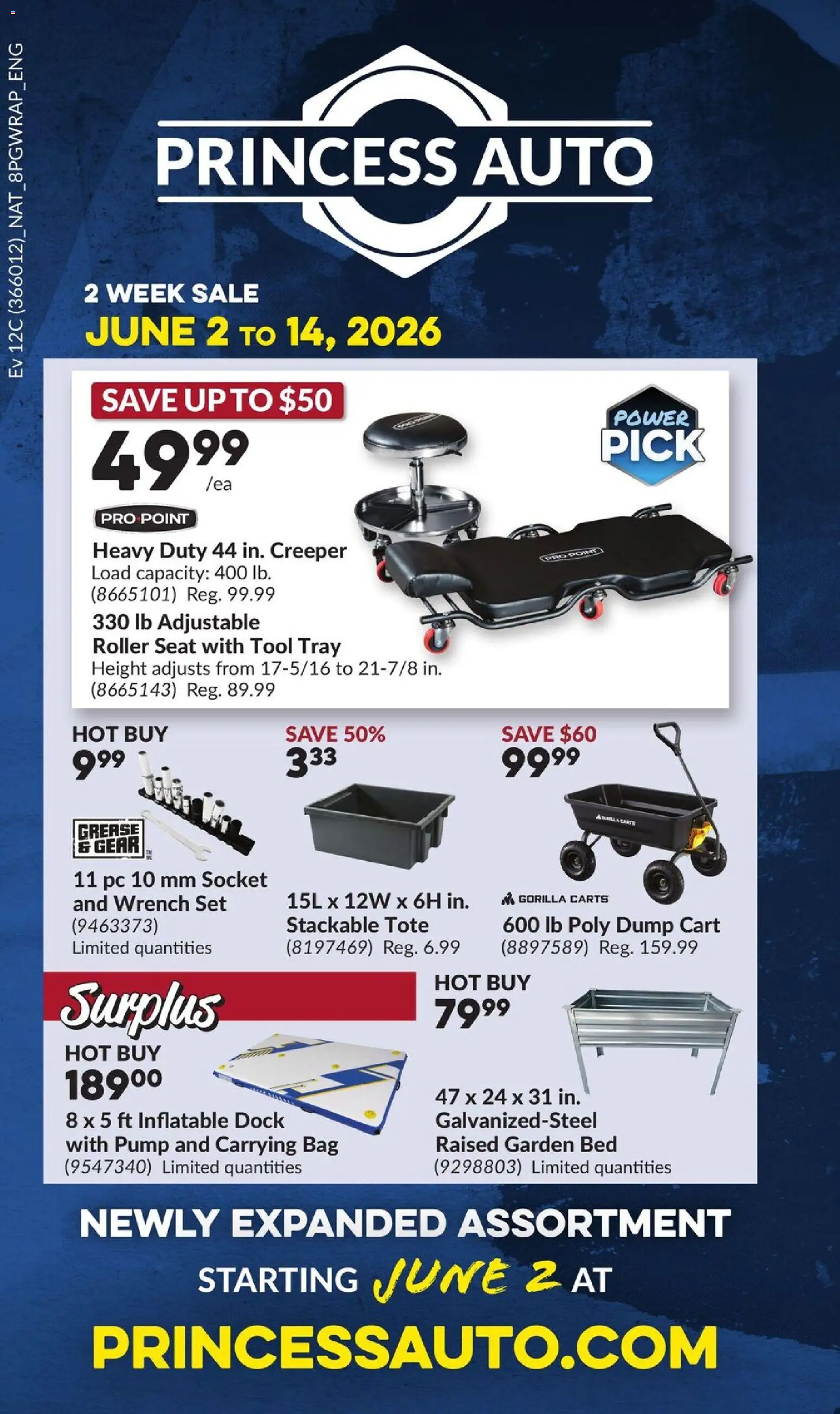 Princess Auto flyer valid from 02.06.2026 | Page: 1 | Products: PC, Bag, Bed, Socket