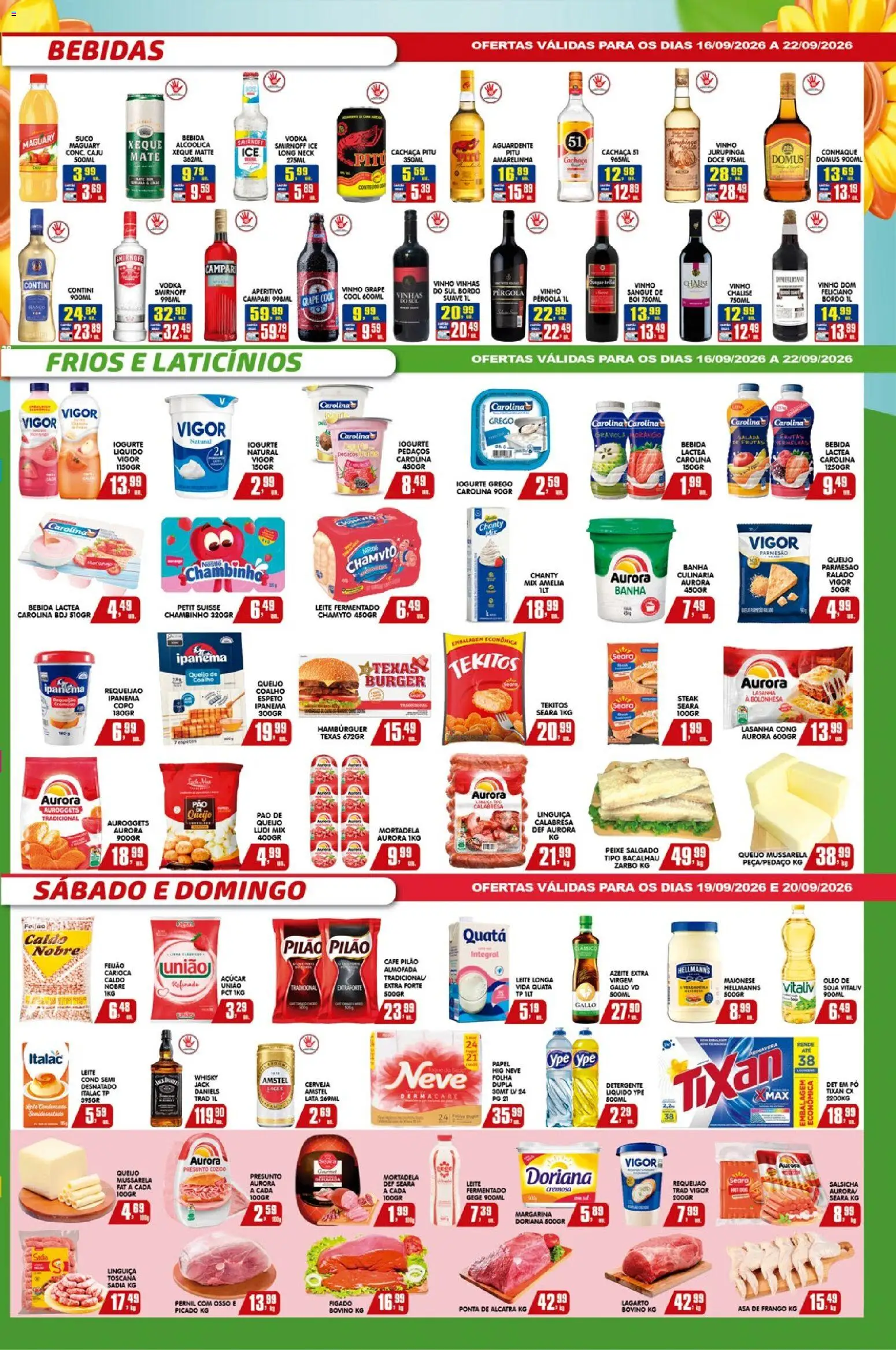 Higa's Supermercado Folheto - válido de 16/09/2026 | Página: 3 | Produtos: Linguiça, Alcatra, Asa de frango, Doce