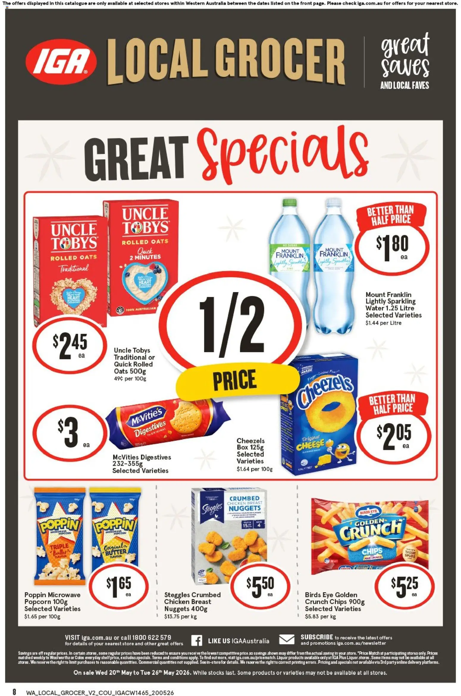 IGA catalogue - valid from 20.05.2026 | Page: 2 | Products: Cheese, Chips, Sugar, Microwave