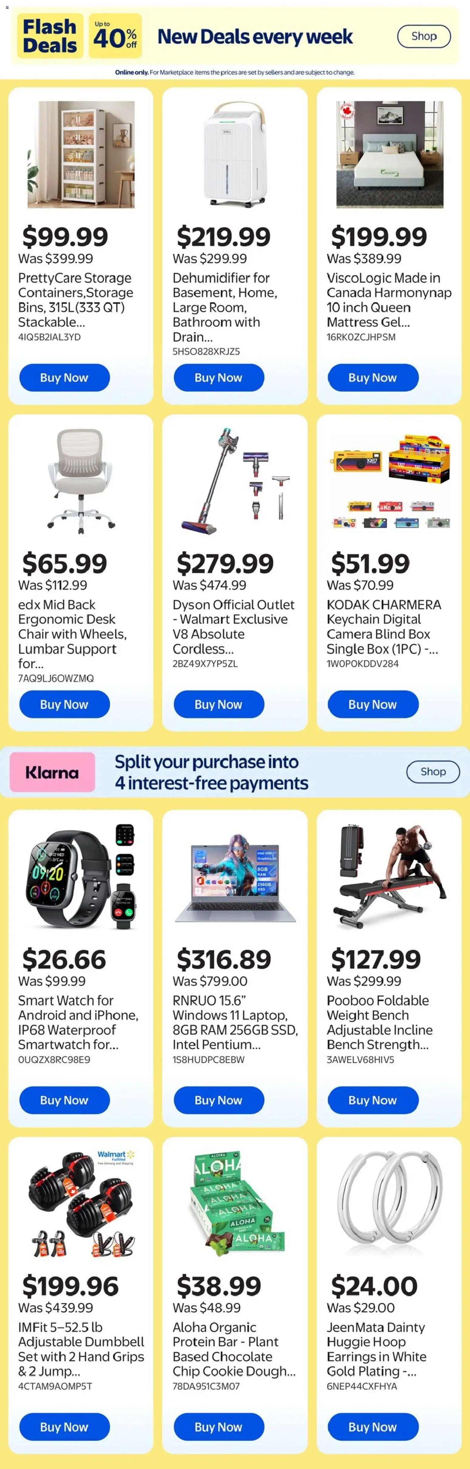 Walmart flyer valid from Aug 20, 2026 | Page: 9 | Products: Protein bar, Laptop, Vacuum cleaner, Chocolate