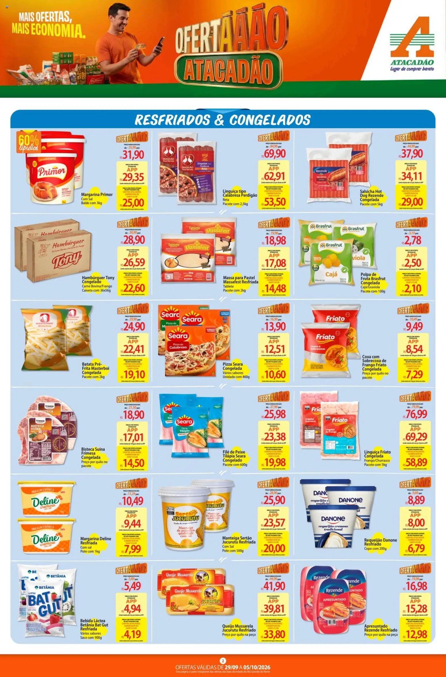 Atacadão Folheto - válido de 29/09/2026 | Página: 2 | Produtos: Tilápia, Pizza, Friato, Bebida