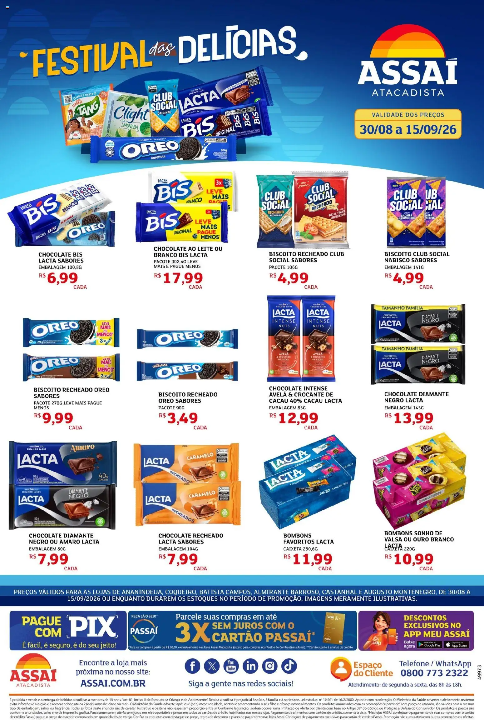 Assaí Atacadista Folheto - válido de 01/09/2026 | Página: 1 | Produtos: Chocolate, Alimentos, Bebida, Bacon