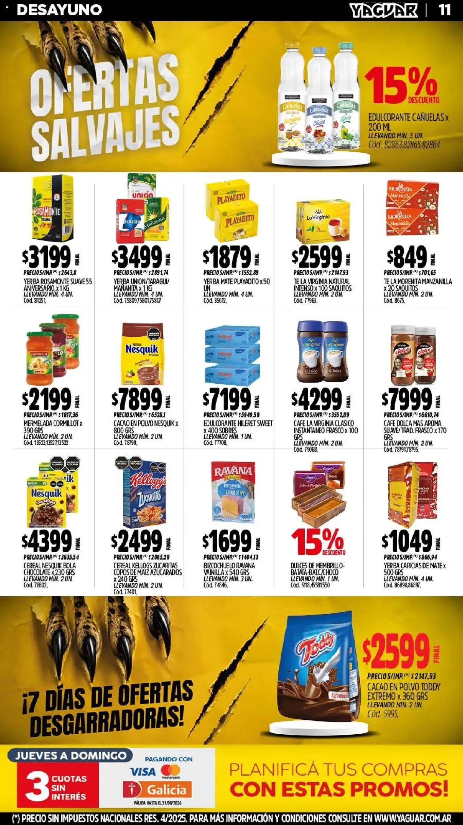 Yaguar - Oferta Semanal Misiones │ válido desde el 10/08/2026 | Página: 12 | Productos: Copos de maíz, Dulces, Café, Chocolate