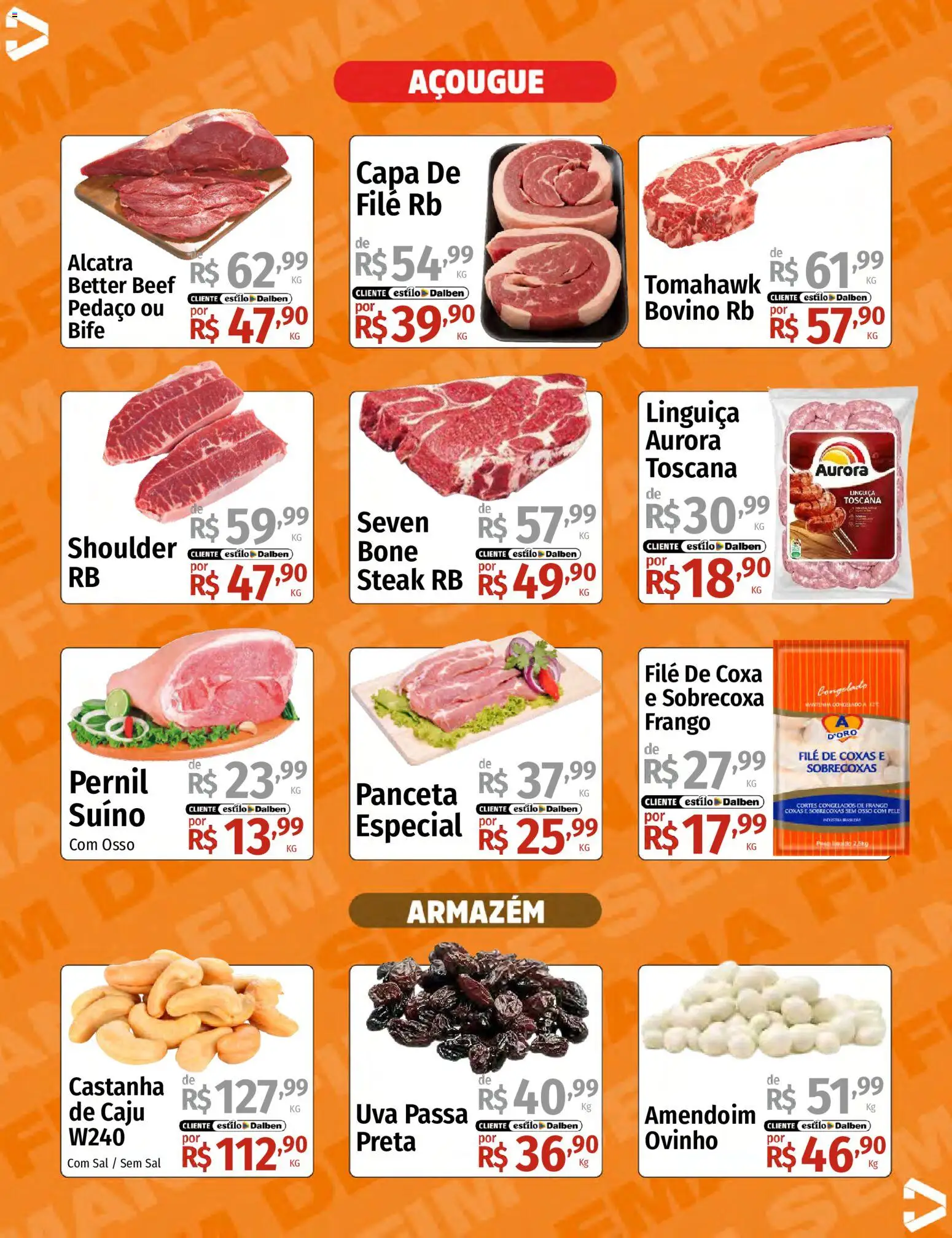 Supermercado Dalben Folheto - válido de 01.05.2026 | Página: 4 | Produtos: Linguiça, Alcatra, Frango, Uva passa