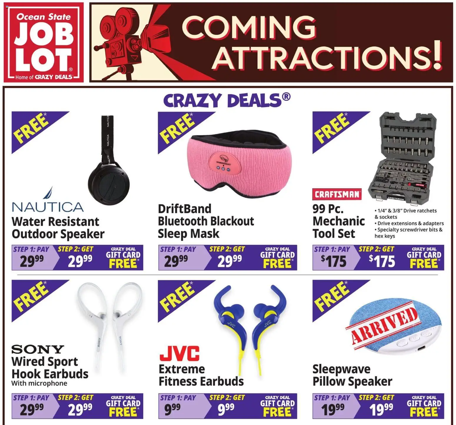 Ocean State Job Lot Coming Attractions - MA - valid from 10/01/2026 | Page: 1 | Products: Pillow, Screwdriver, Mask, Speaker