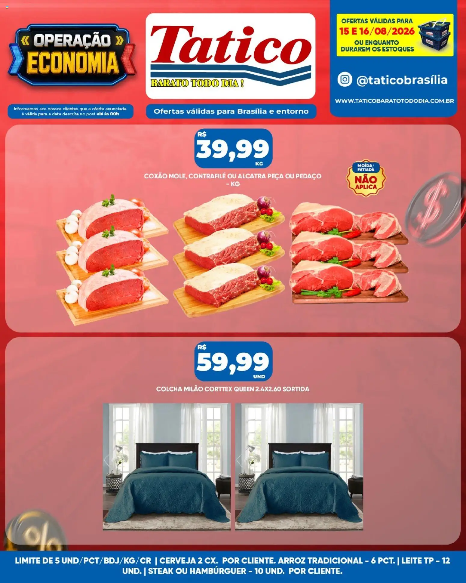 Tatico Folheto - válido de 17/08/2026 | Página: 31 | Produtos: Steak, Colcha, Leite, Arroz