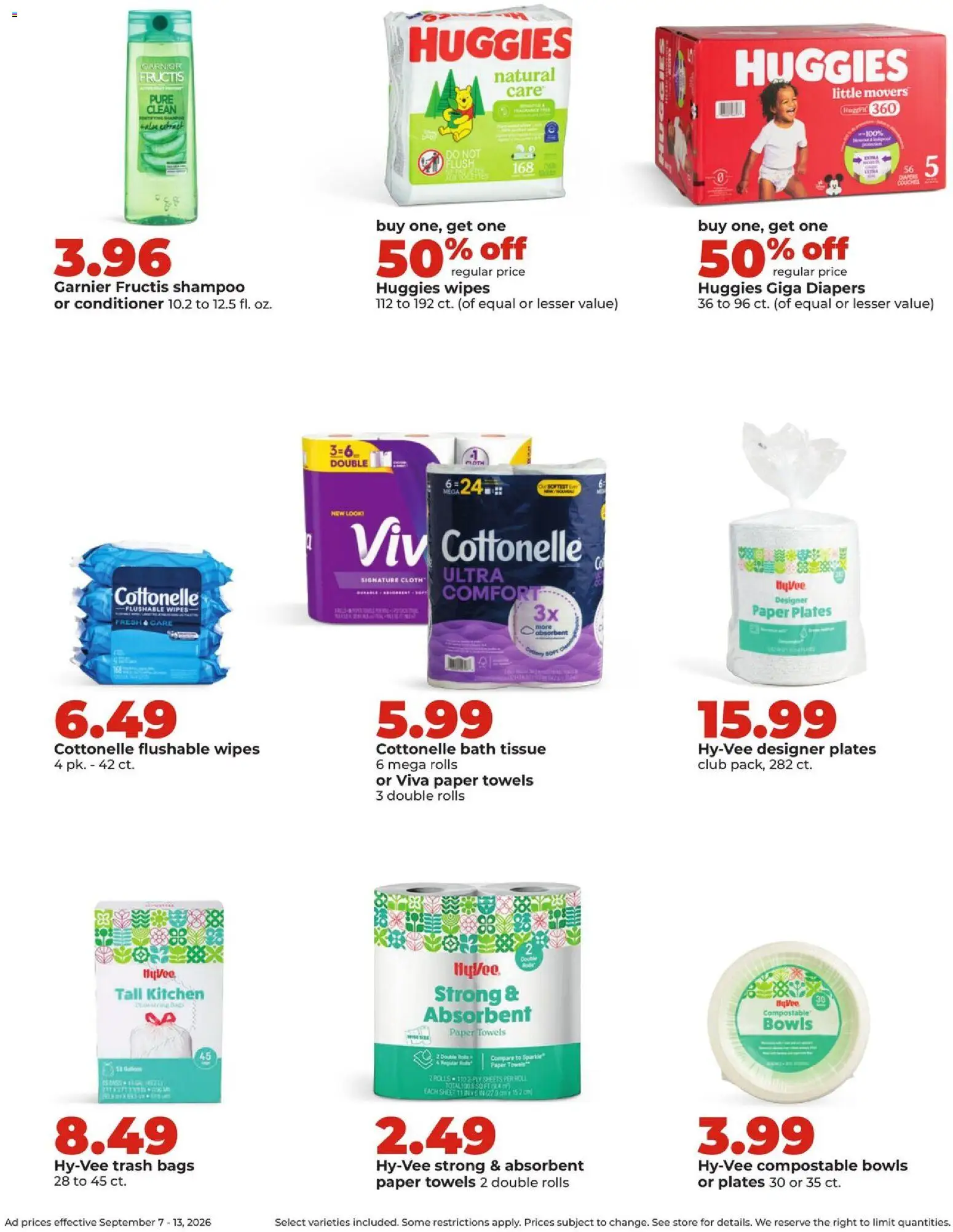 HyVee Weekly Ad - valid from 09/07/2026 | Page: 41 | Products: Shampoo, Paper plates, Paper towels, Sheet
