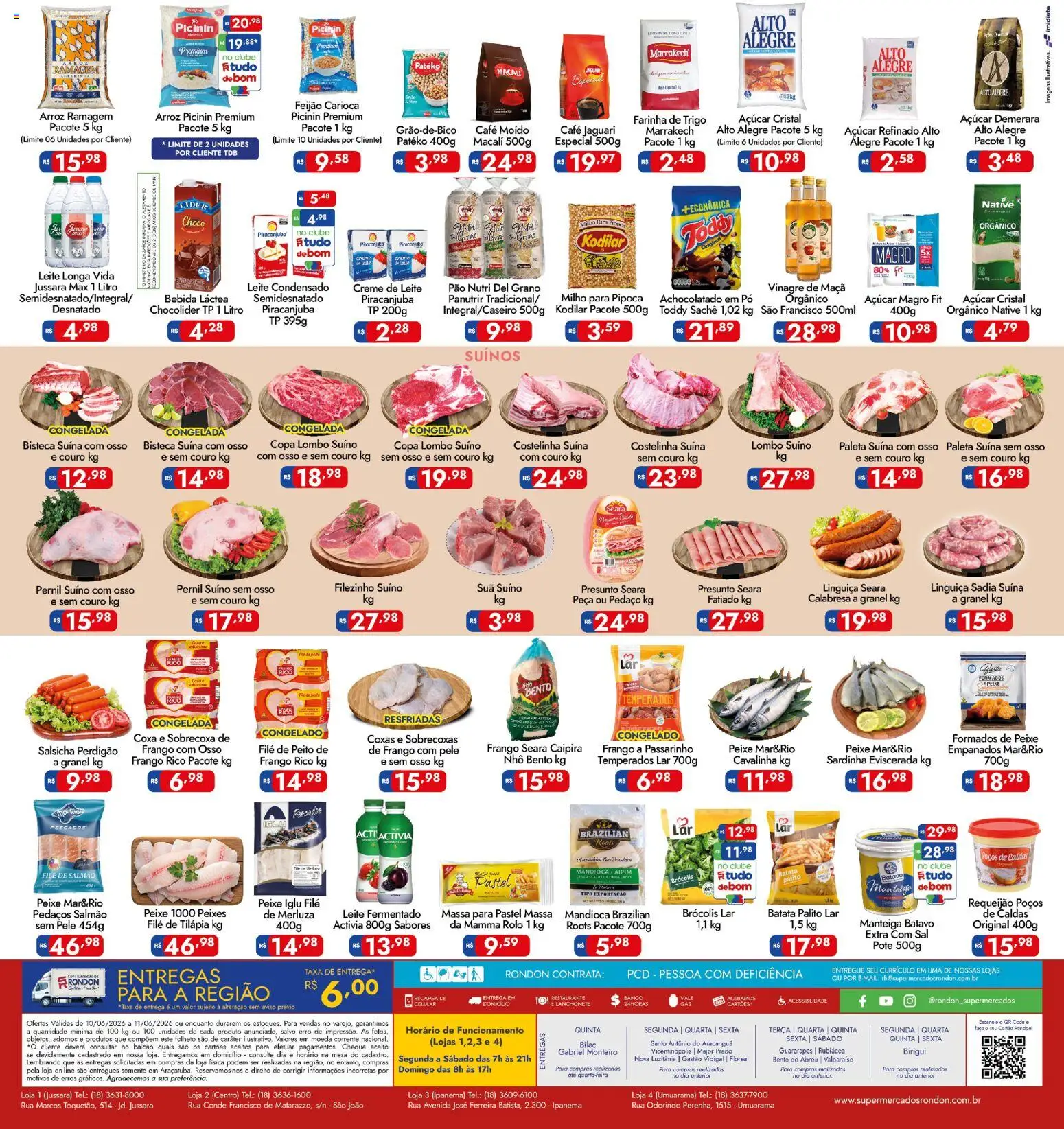 Supermercados Rondon Folheto - válido de 10.06.2026 | Página: 2 | Produtos: Aipim, Achocolatado, Presunto, Sal
