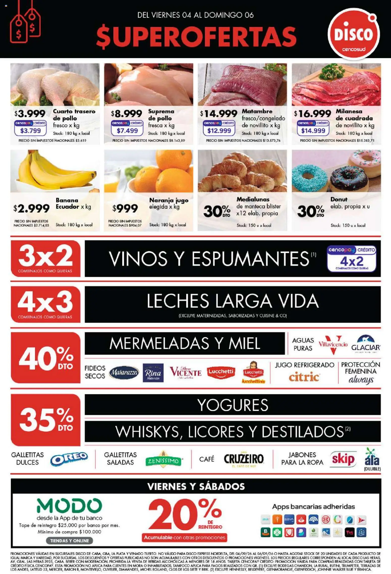 Disco - Ofertas | Bs. As. y Santa Fé │ válido desde el 04/09/2026 | Página: 1 | Productos: Banana, Milanesa, Ropa, Café